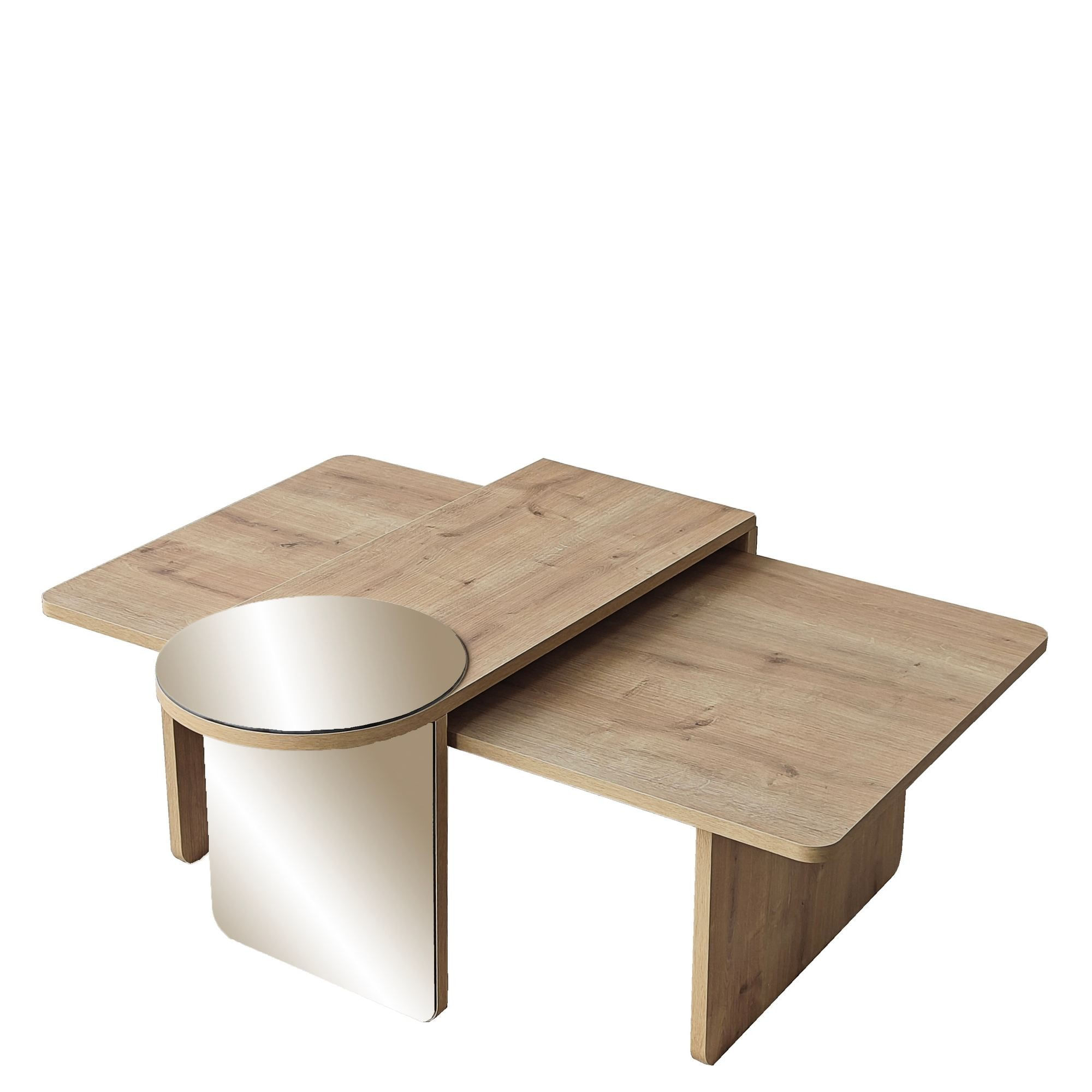 Masa de cafea Luna 2, 105 x 35 x 60 cm, bronz stejar safir, PAL melaminat, design compact, bronz / saphhire stejar — imaginea 2