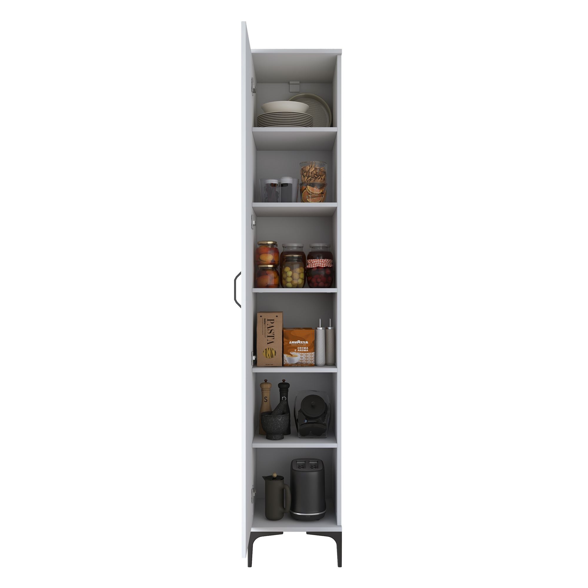 Dulap JE250, 40 x 218,6 x 45 cm, alb, PAL, spatiu de depozitare, fixare pe perete — imaginea 10