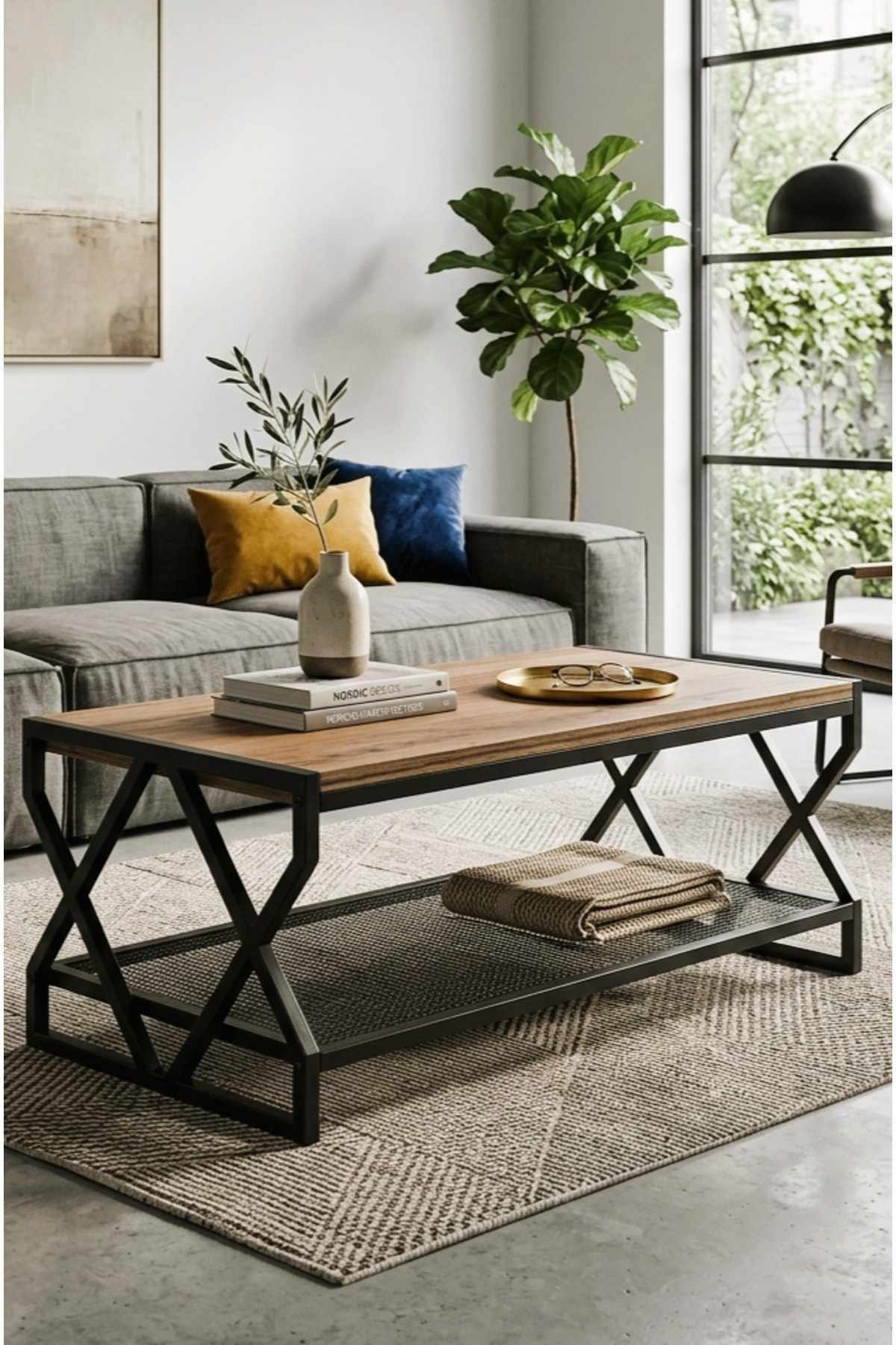 Masa de cafea Peka9119, 90 x 50 x 50 cm, lydia negru, PAL melaminat, design compact — imaginea 2