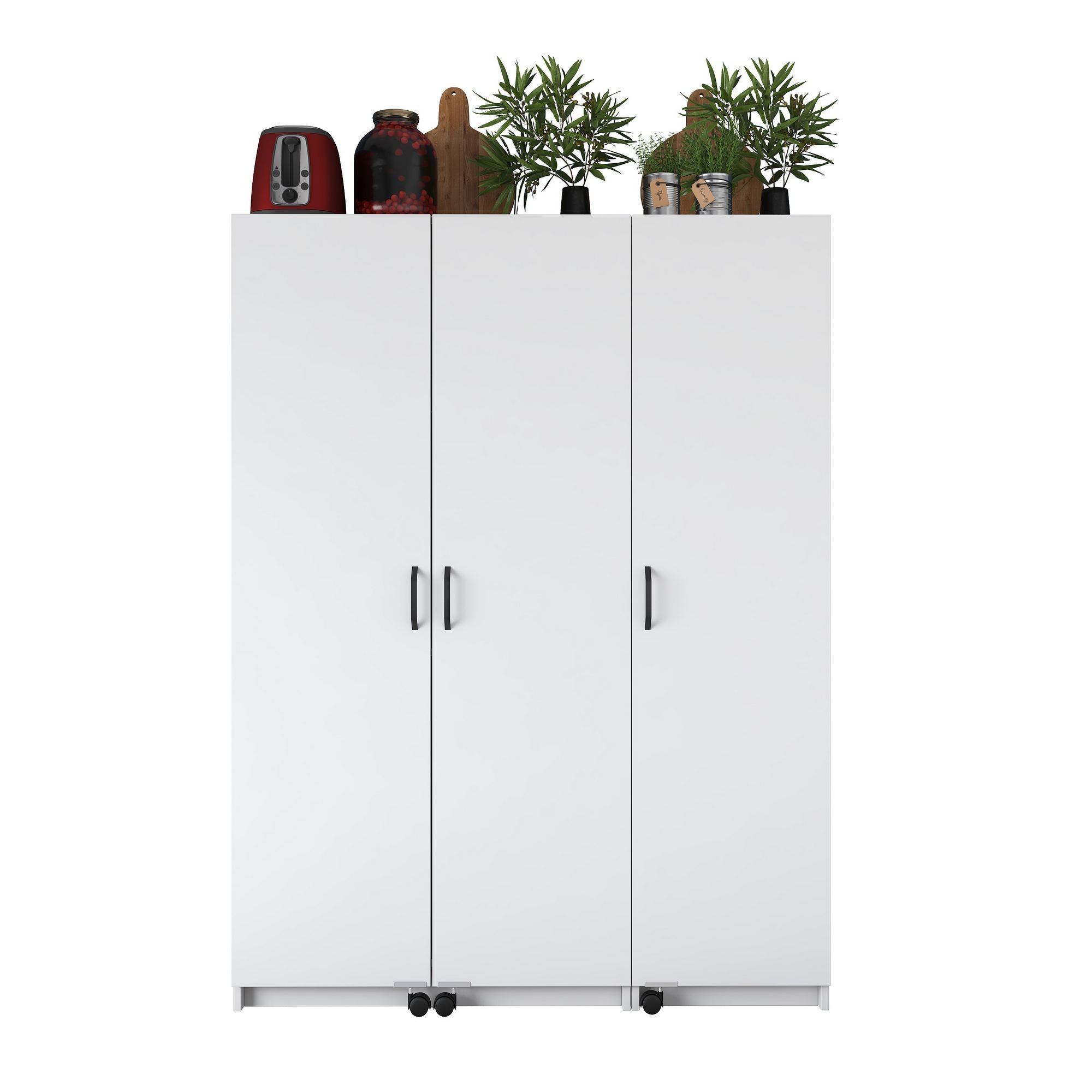 Dulap JE109, 135 x 180 x 42 cm, alb, PAL, spatiu de depozitare, fixare pe perete — imaginea 4