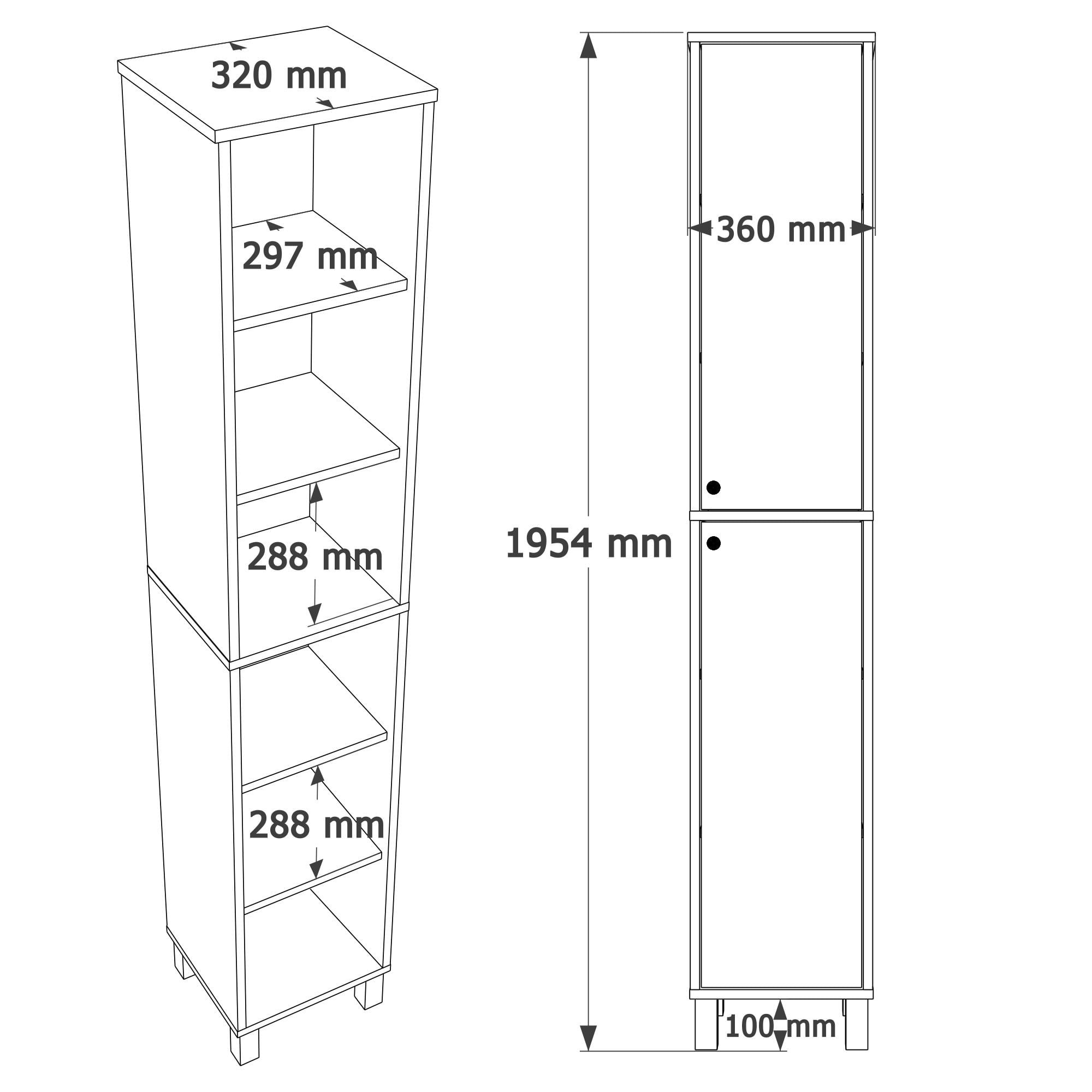 Dulap Nord - ND12-SW, 36 x 195,4 x 32 cm, alb si stejar, PAL melaminat, spatiu de depozitare, fixare pe perete — imaginea 4