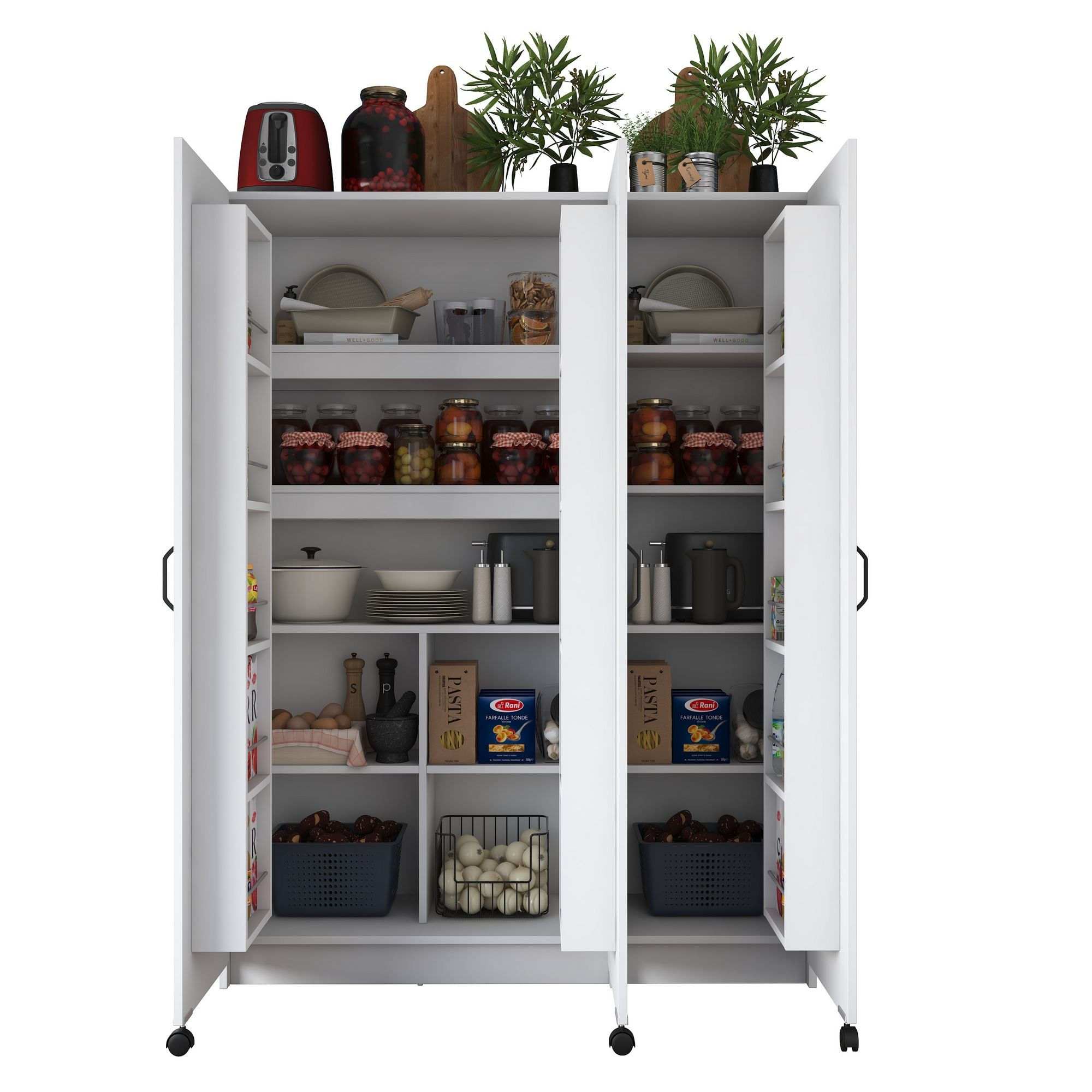 Dulap JE109, 135 x 180 x 42 cm, alb, PAL, spatiu de depozitare, fixare pe perete — imaginea 5