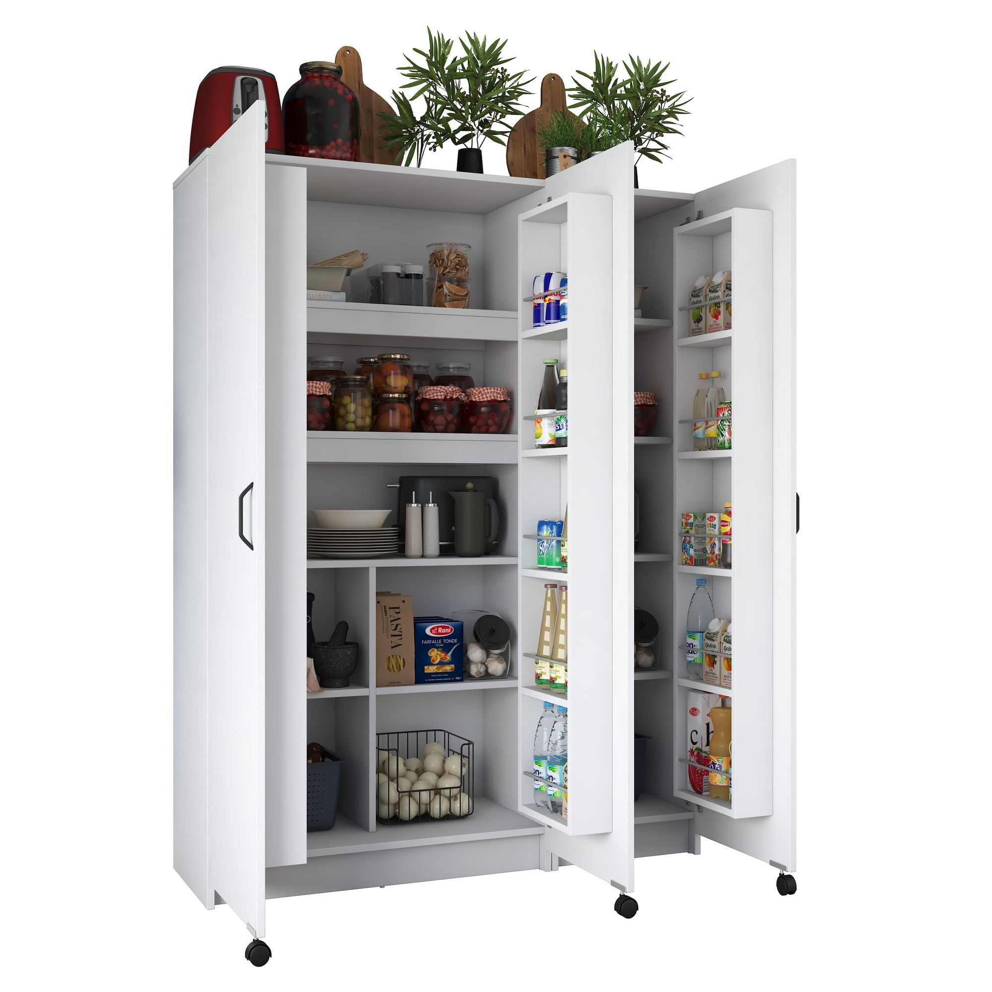 Dulap JE109, 135 x 180 x 42 cm, alb, PAL, spatiu de depozitare, fixare pe perete — imaginea 7