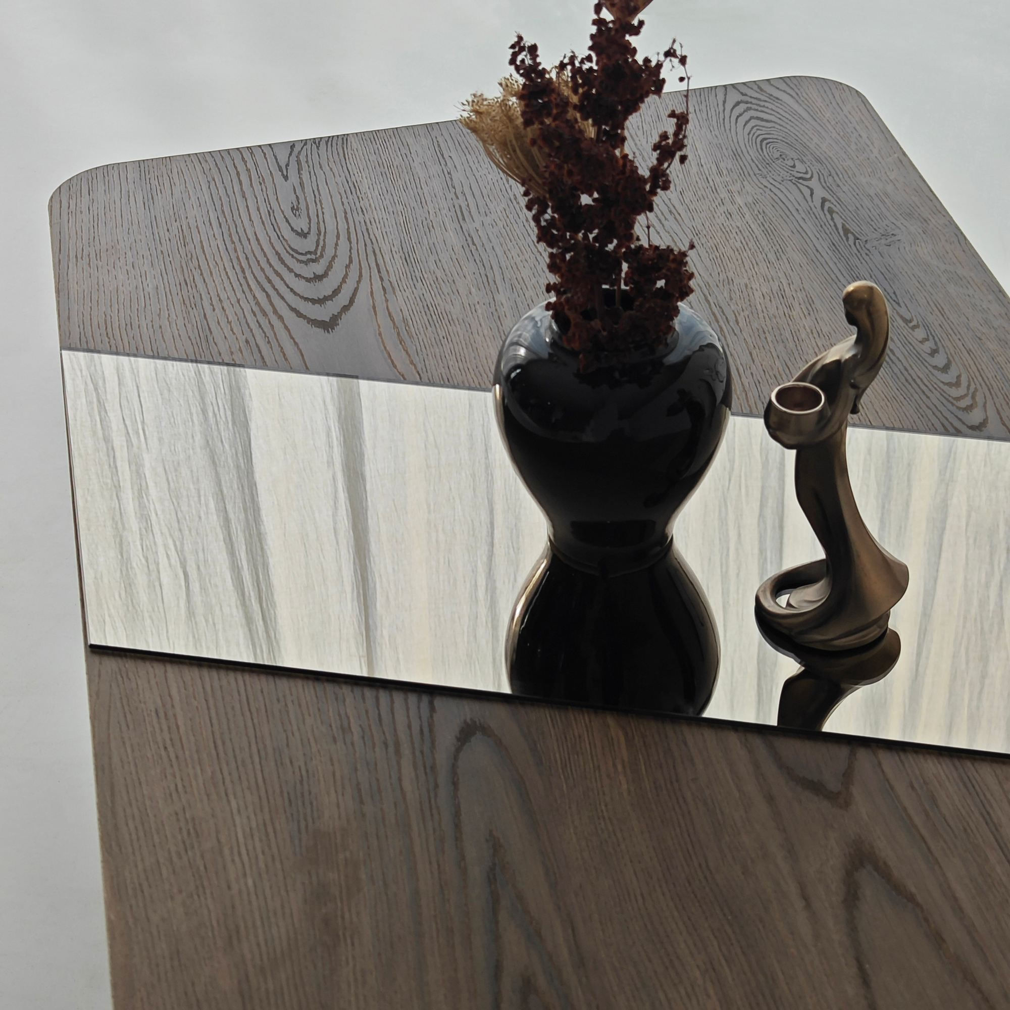 Masa de cafea Favorite, 100 x 40 x 60 cm, PAL melaminat, oglinda LED, bronz / nuc — imaginea 8