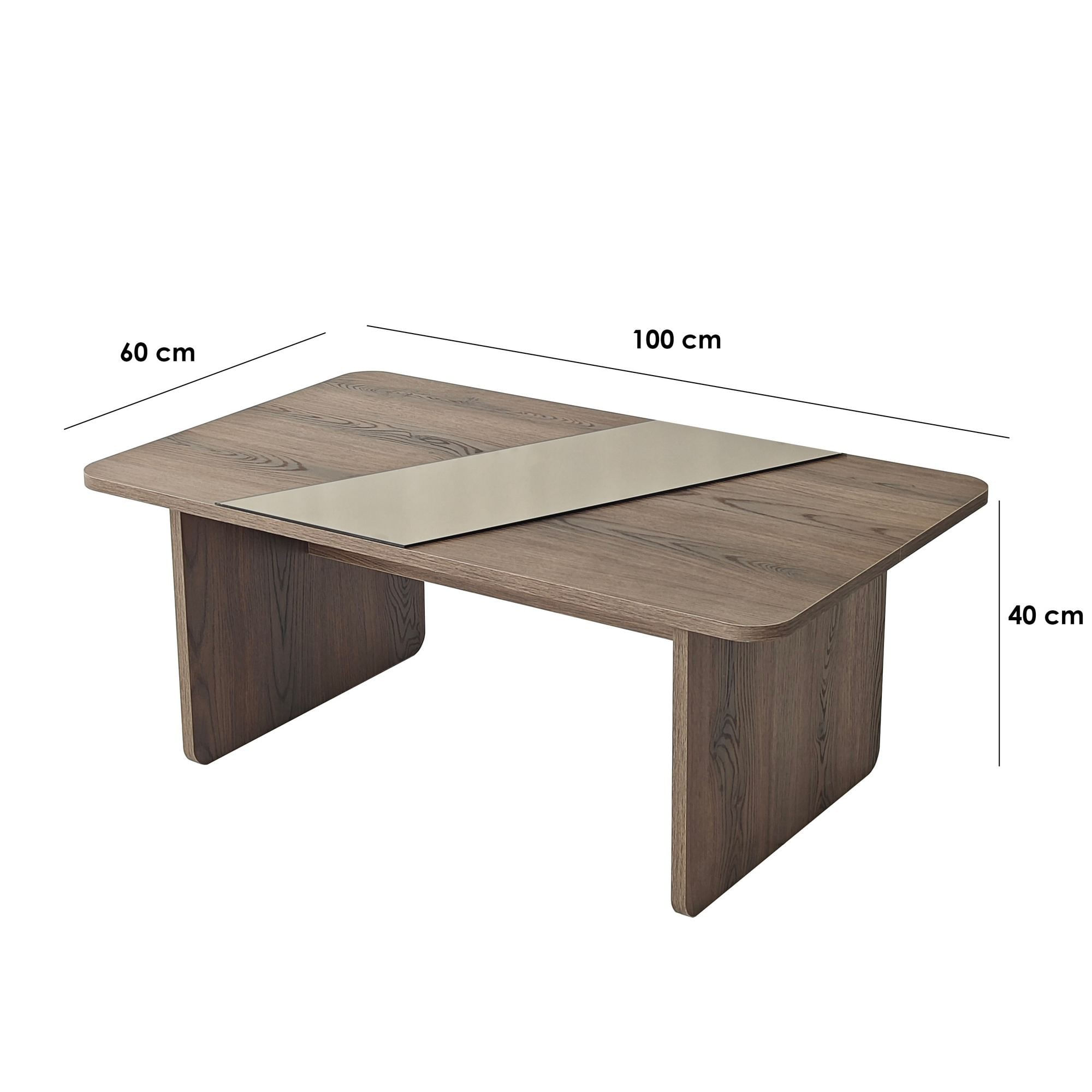 Masa de cafea Favorite, 100 x 40 x 60 cm, PAL melaminat, oglinda LED, bronz / nuc — imaginea 9