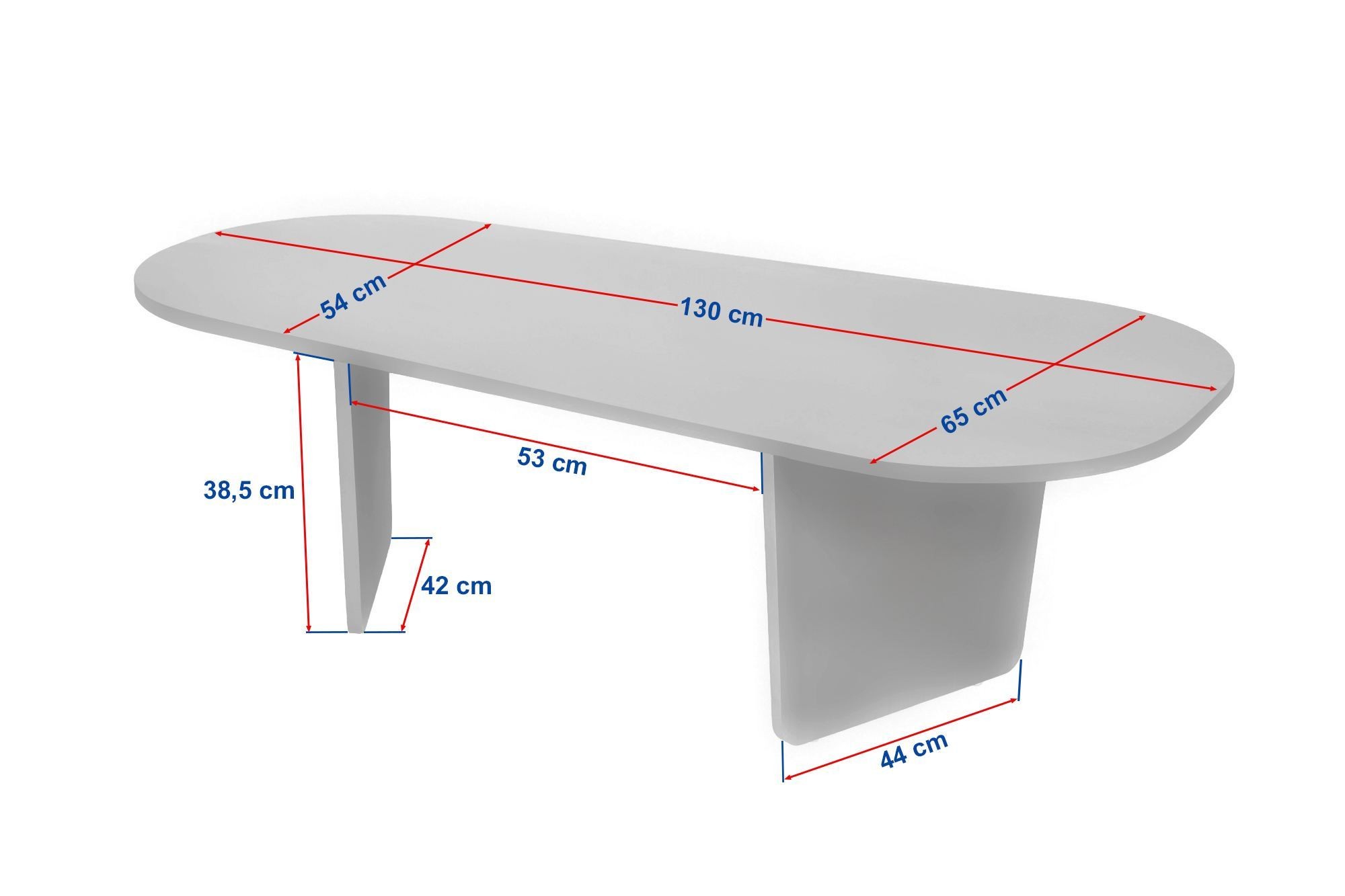 Masa de cafea Ovalis, 130 x 40 x 65 cm, travertin nuc, PAL melaminat, design compact — imaginea 2