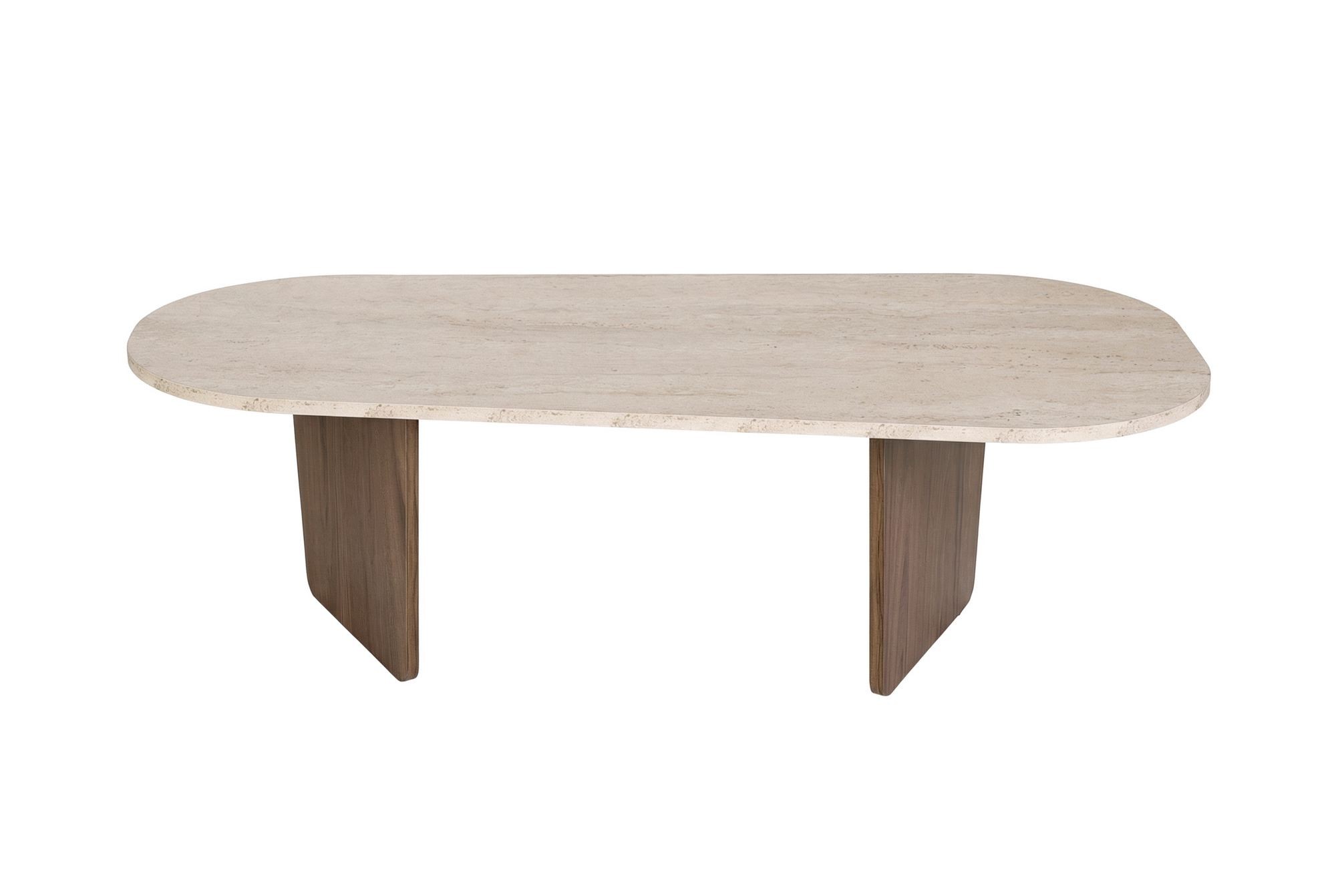 Masa de cafea Ovalis, 130 x 40 x 65 cm, travertin nuc, PAL melaminat, design compact — imaginea 5