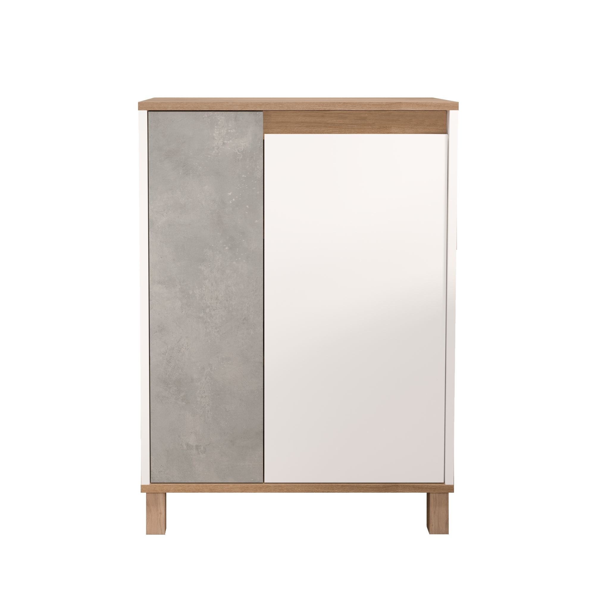 Dulap Nord - ND16-SW, 69,7 x 97 x 40 cm, alb stejar gri, PAL melaminat, spatiu de depozitare, fixare pe perete — imaginea 2