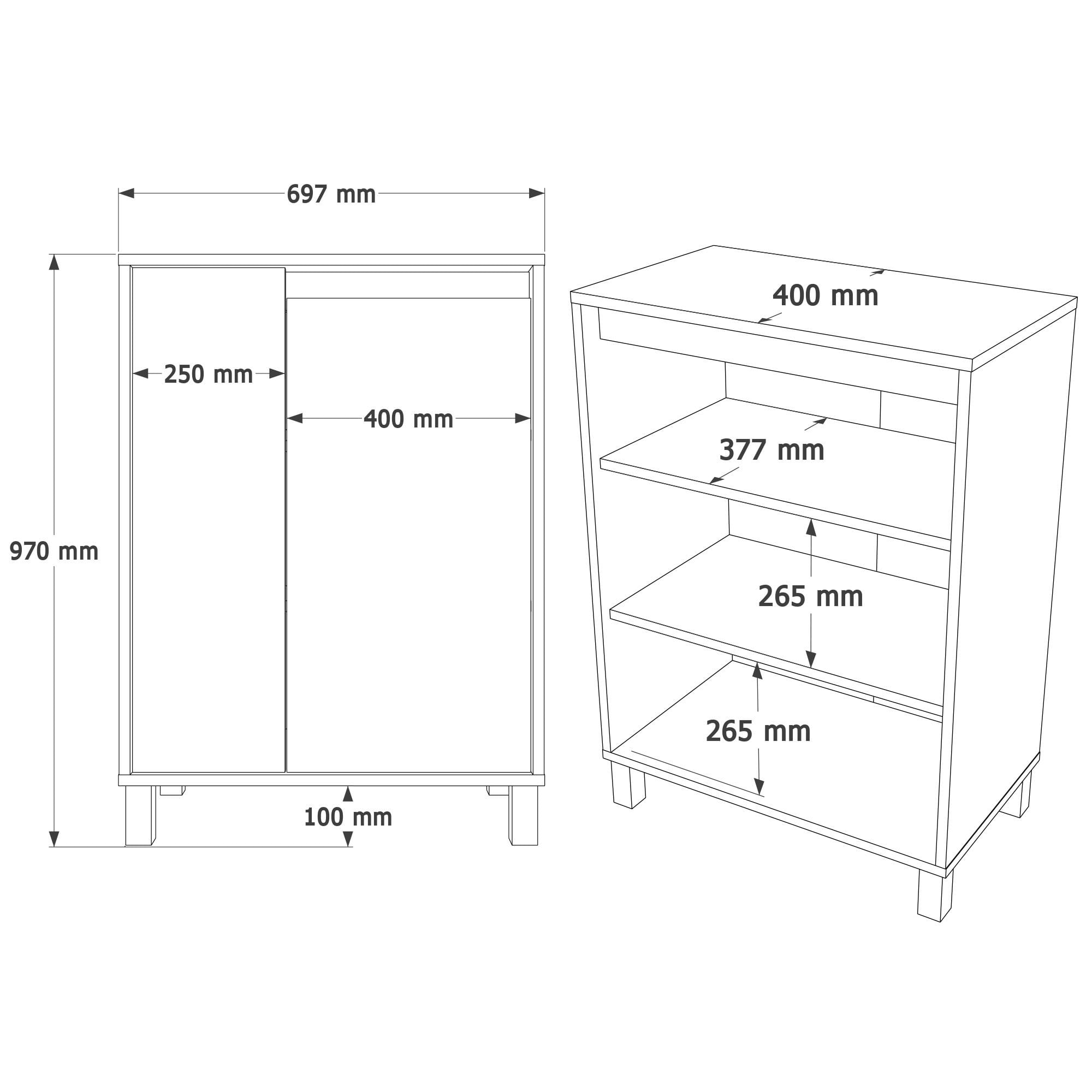 Dulap Nord - ND16-SW, 69,7 x 97 x 40 cm, alb stejar gri, PAL melaminat, spatiu de depozitare, fixare pe perete — imaginea 6