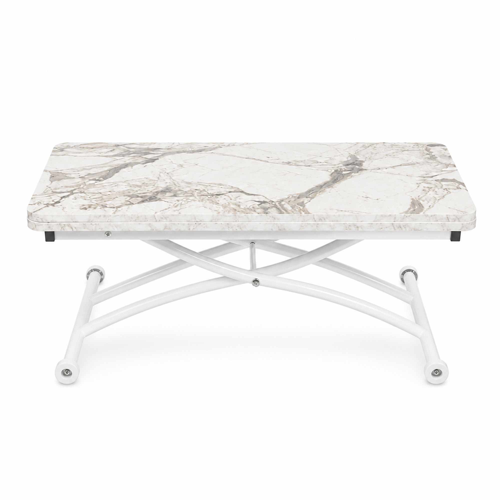 Masa de cafea Mini Juppo Ext, alb marmura alb, MDF, capacitate 125 kg, alb marble / alb — imaginea 4