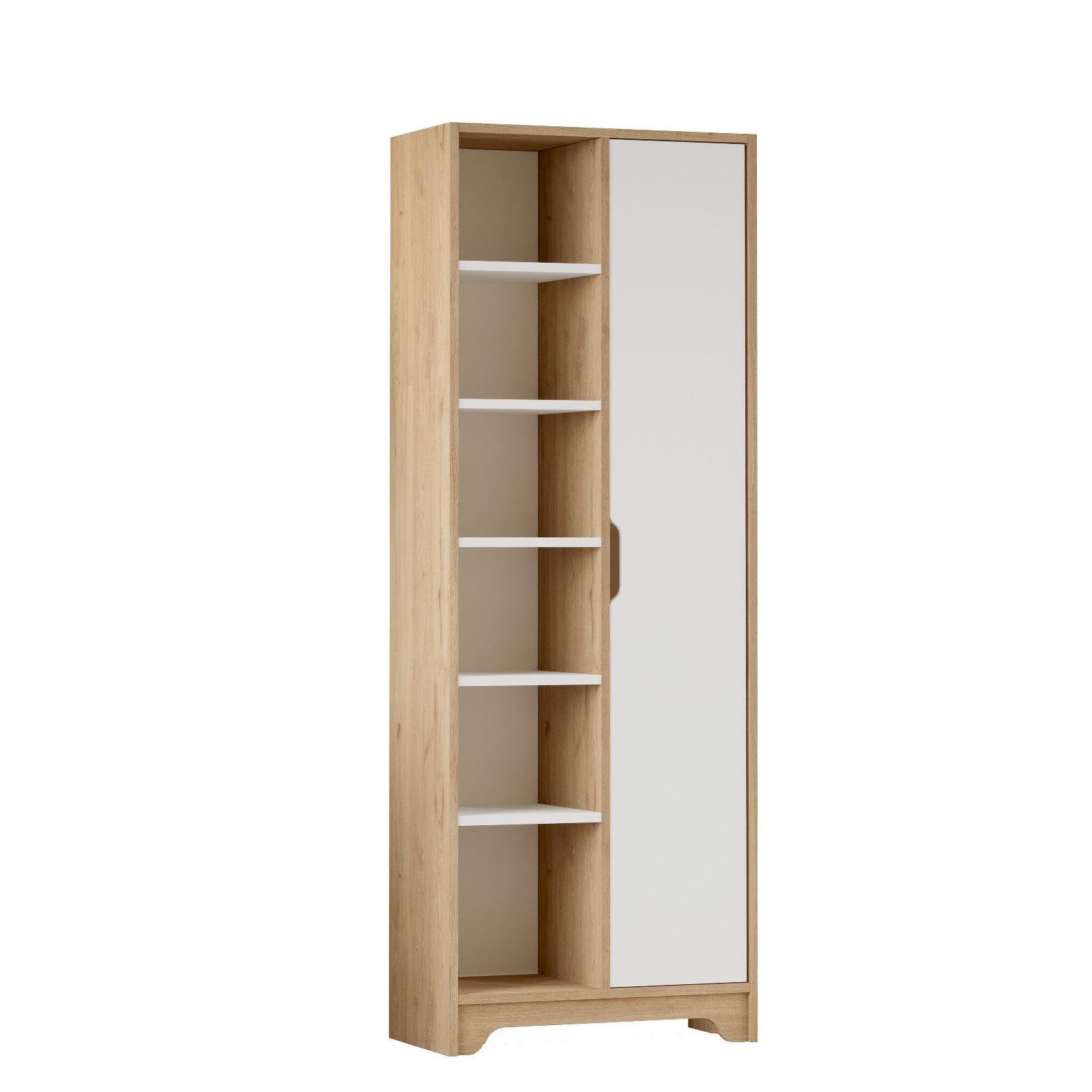 Dulap LIB2-SW, 72 x 180 x 34 cm, stejar alb, PAL melaminat, spatiu de depozitare, fixare pe perete — imaginea 2