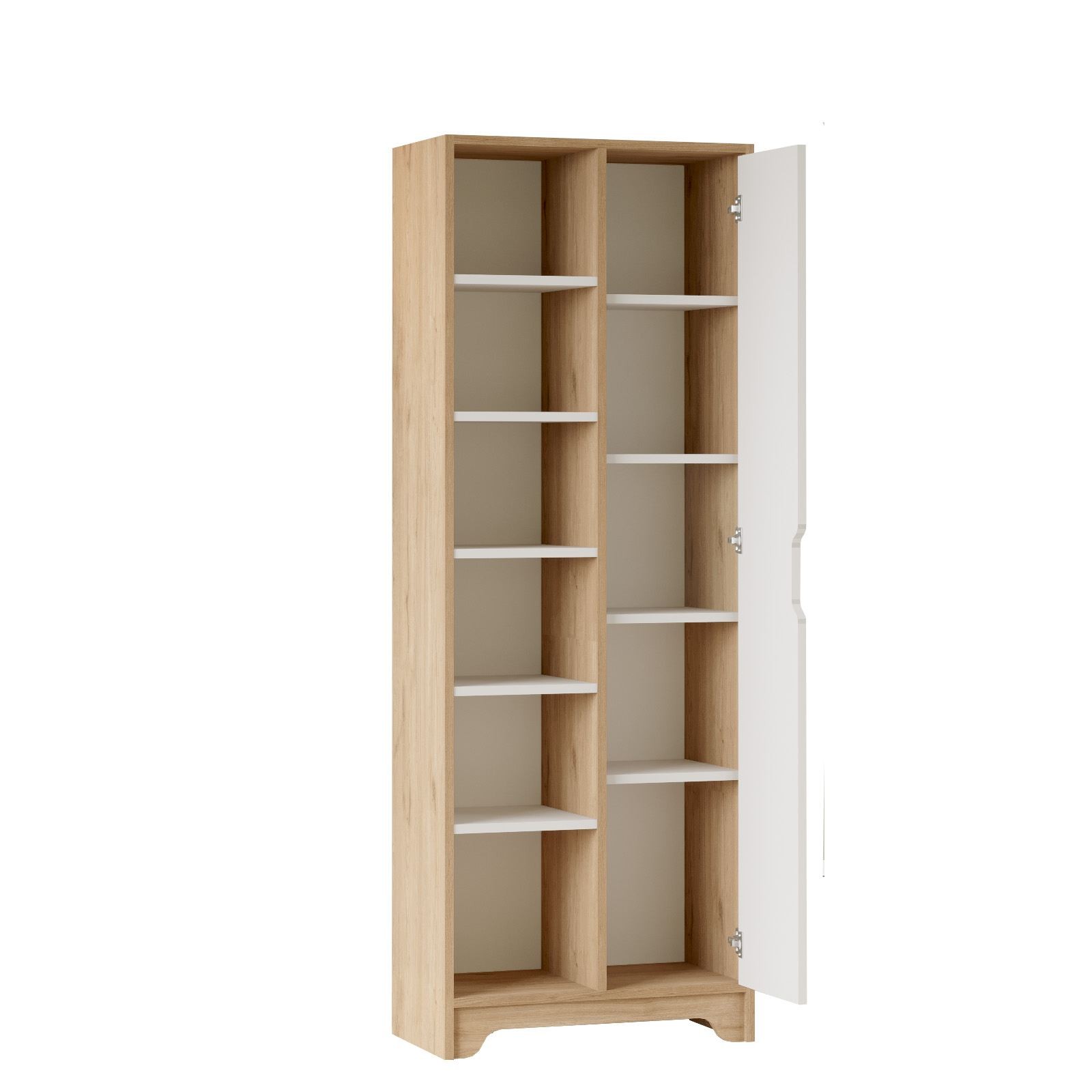 Dulap LIB2-SW, 72 x 180 x 34 cm, stejar alb, PAL melaminat, spatiu de depozitare, fixare pe perete — imaginea 6