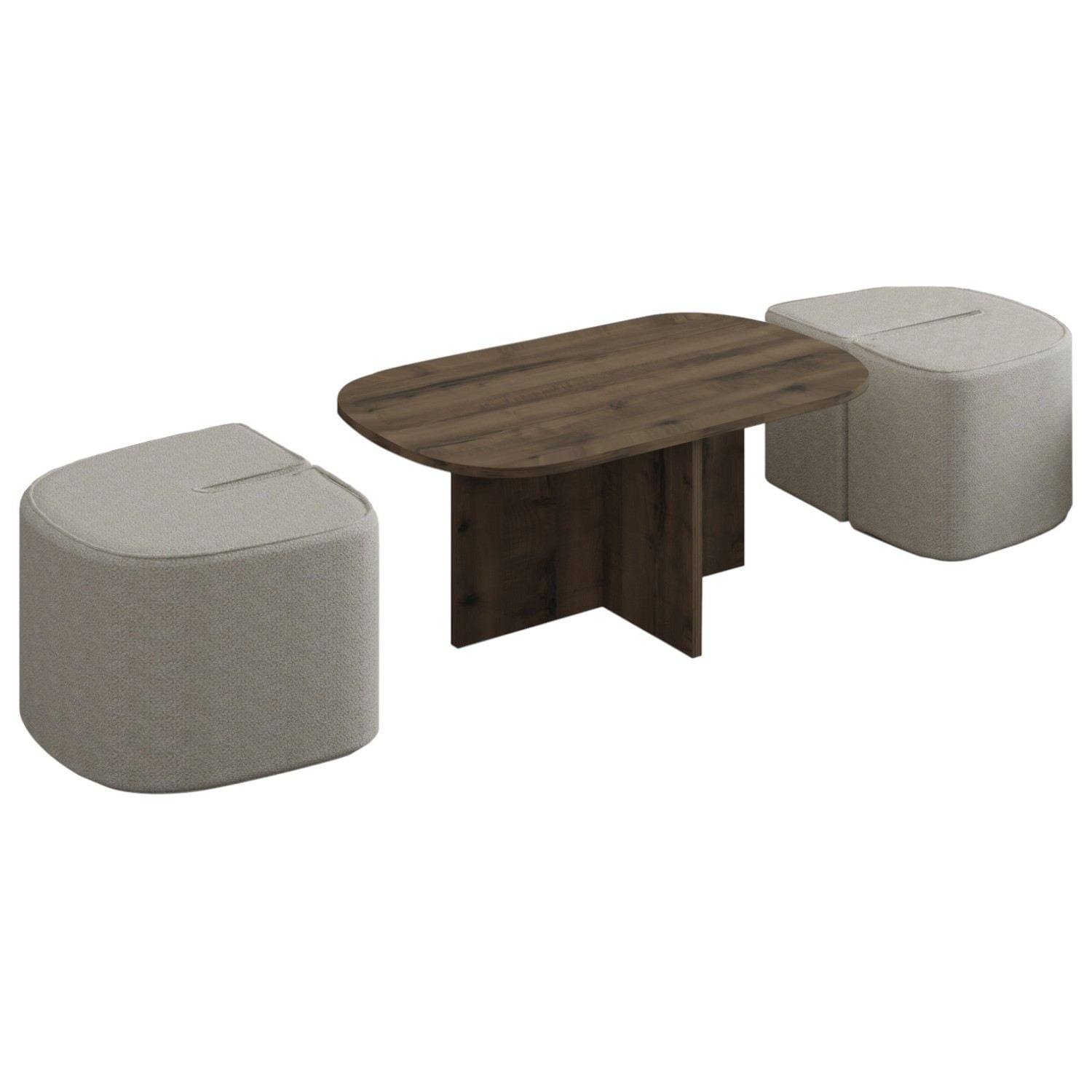 Masa de cafea Twin, 90 x 42, 9 x 45 cm, nuc antichizat, PAL melaminat, design compact, antique nuc — imaginea 3