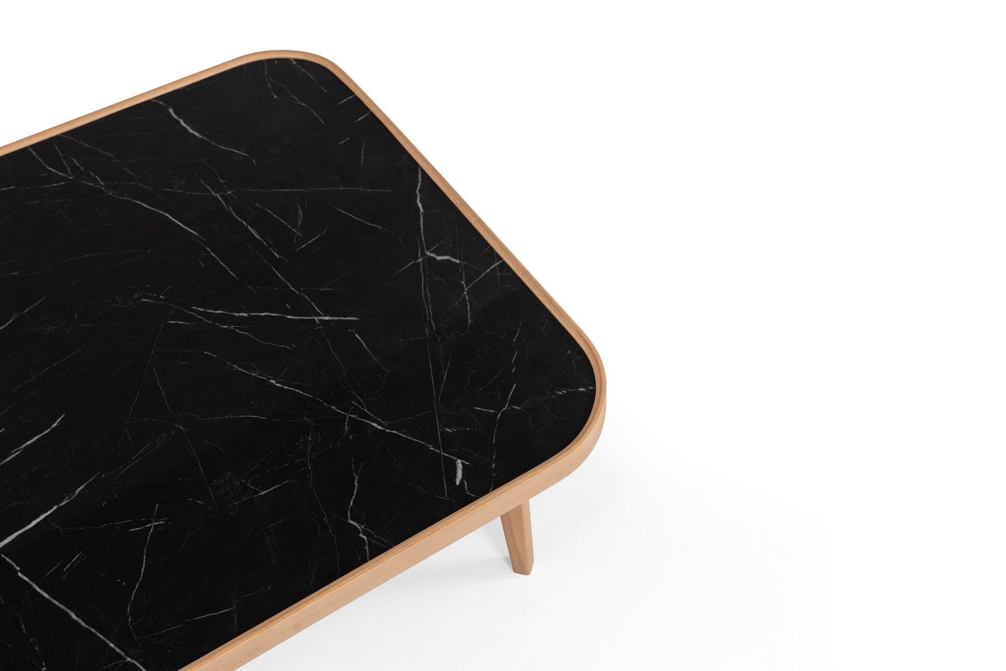 Masa de cafea Hera 90, 90 x 42 x 90 cm, stejar negru marmura, MDF, design compact, stejar / negru marble — imaginea 3