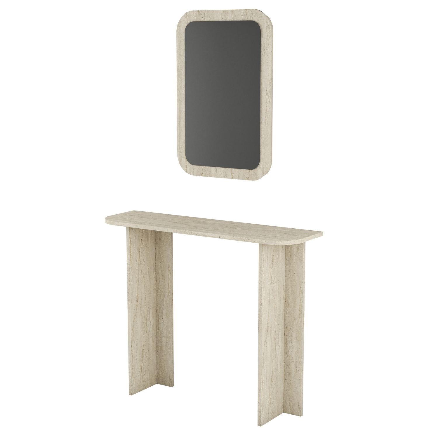 Masa de machiaj Modena Mirror, 105 x 85 x 30 cm, travertin, PAL melaminat, oglinda inclusa, capacitate 10 kg — imaginea 3