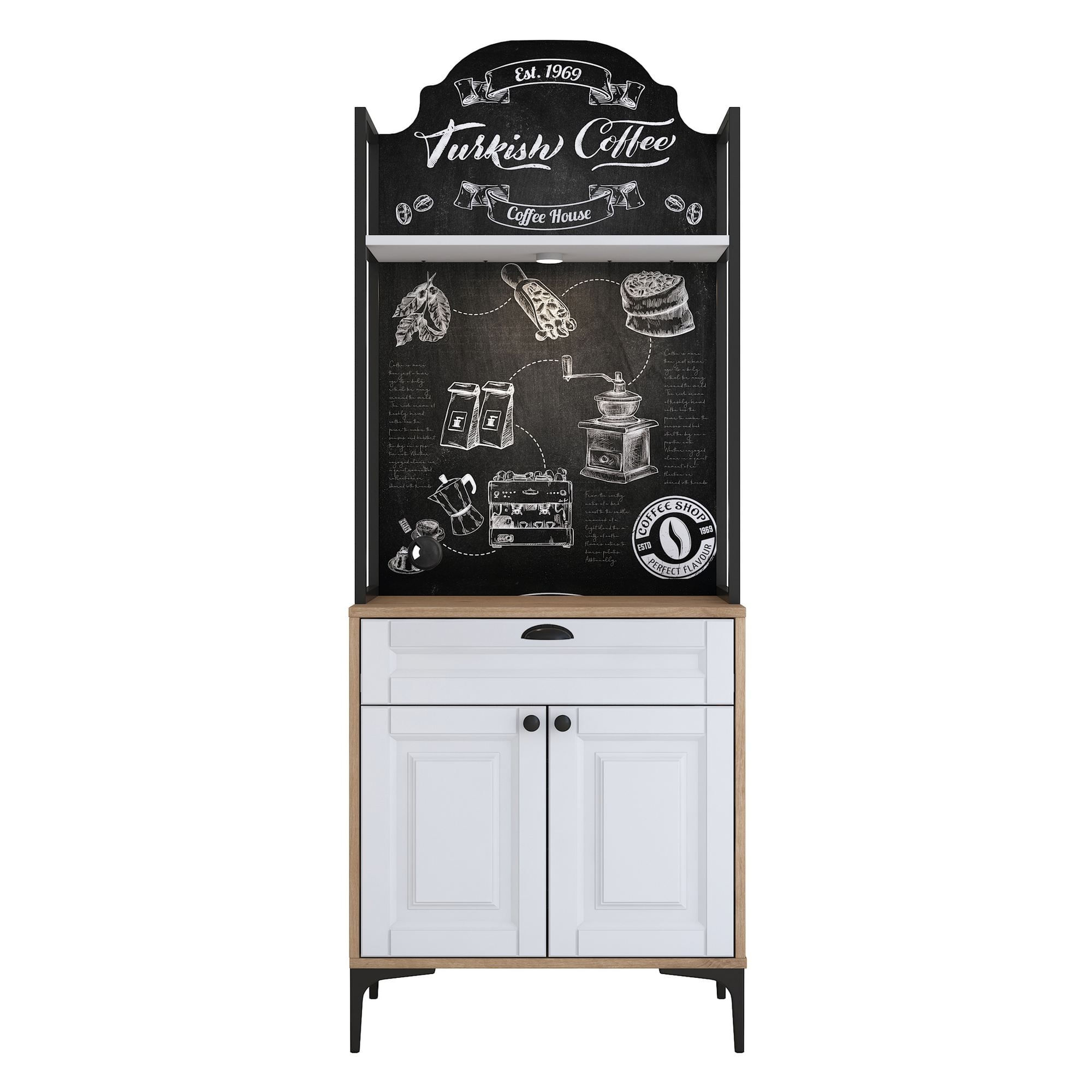 Dulap JE158, 70 x 184,6 x 40 cm, nuc alb, PAL, spatiu de depozitare, fixare pe perete — imaginea 3