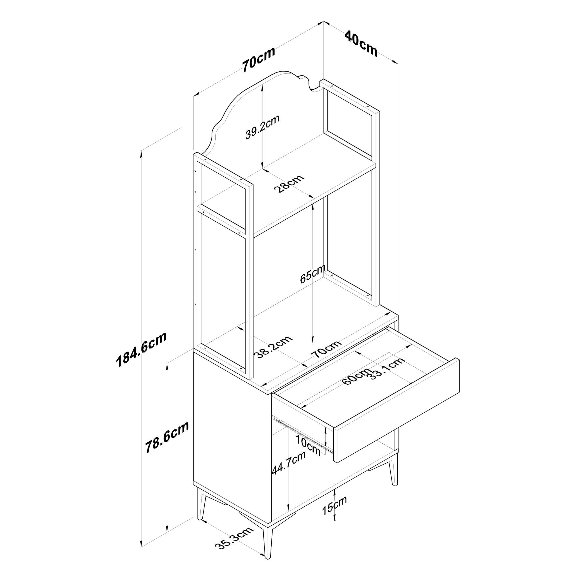 Dulap JE158, 70 x 184,6 x 40 cm, nuc alb, PAL, spatiu de depozitare, fixare pe perete — imaginea 5