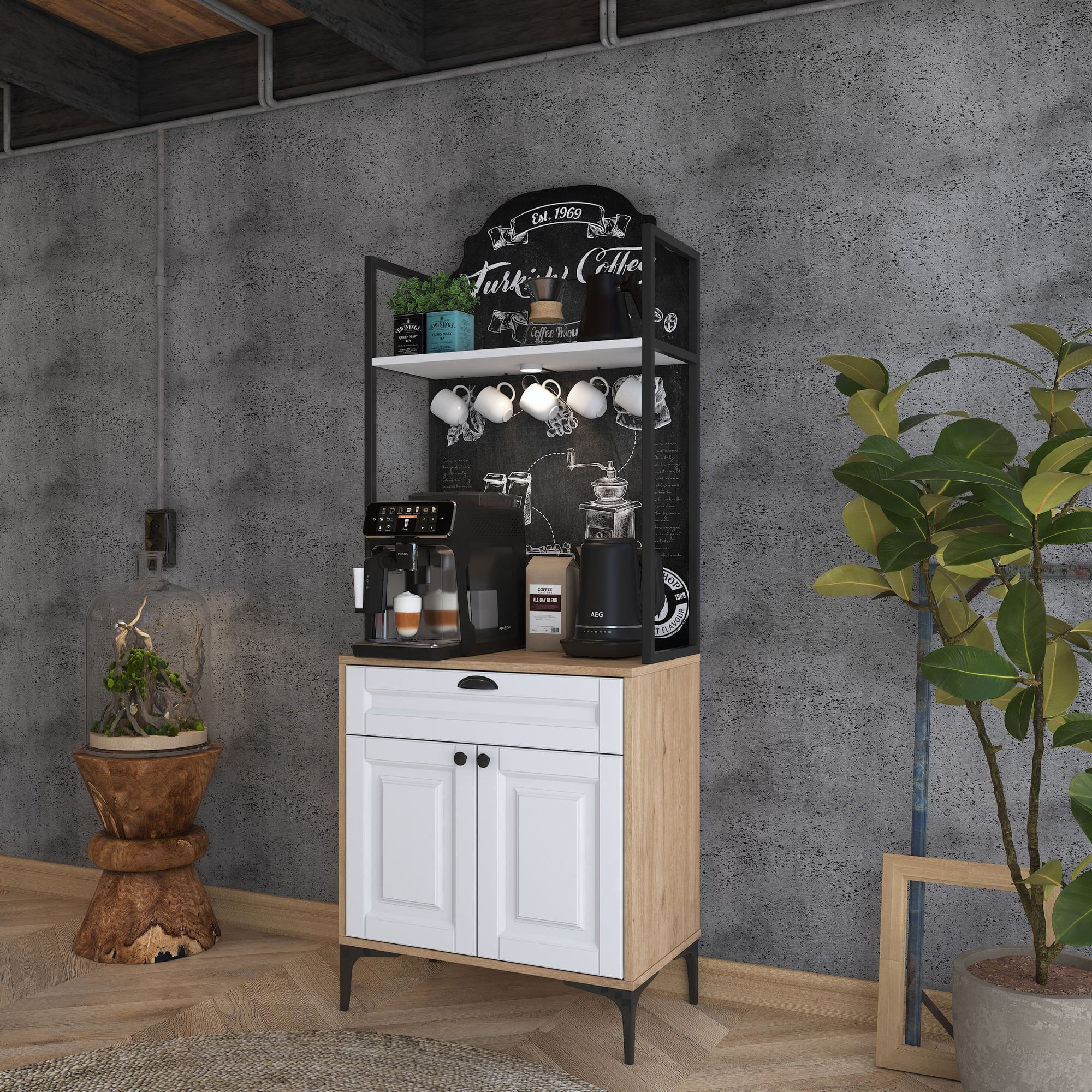 Dulap JE158, 70 x 184,6 x 40 cm, nuc alb, PAL, spatiu de depozitare, fixare pe perete — imaginea 6