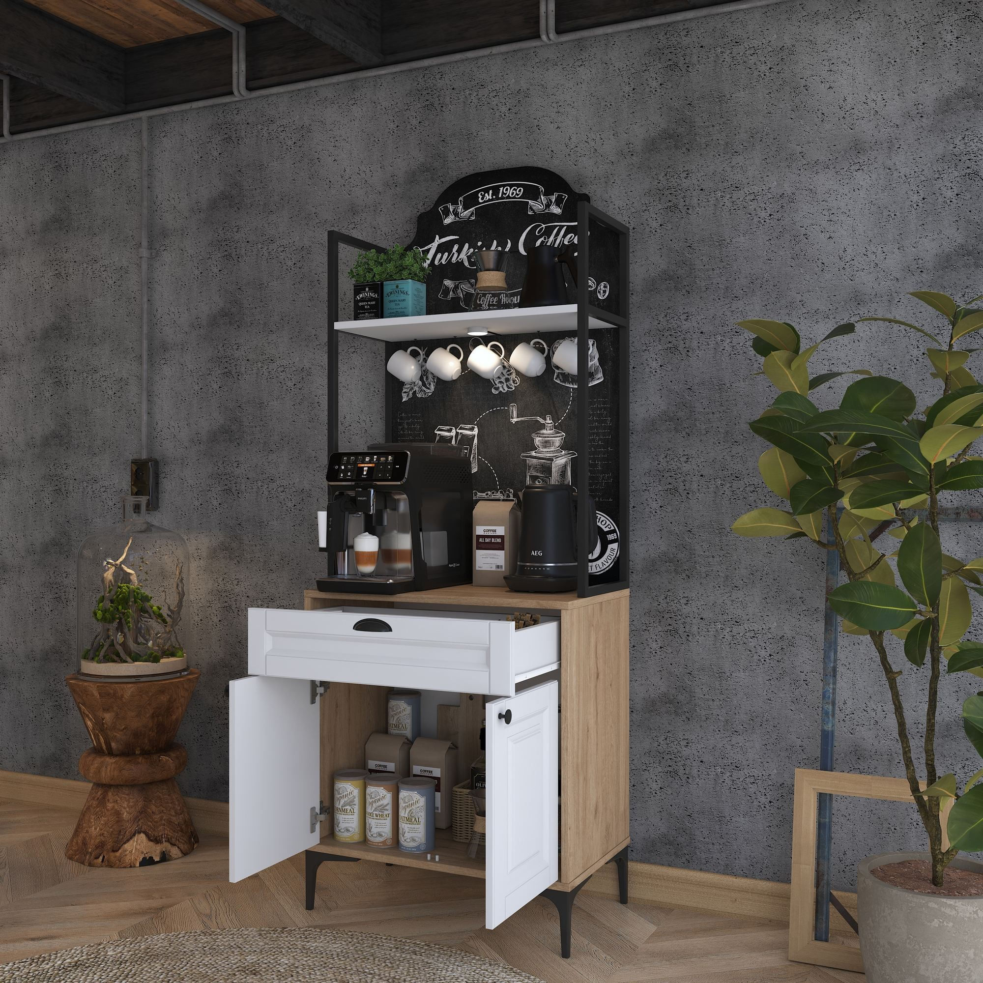 Dulap JE158, 70 x 184,6 x 40 cm, nuc alb, PAL, spatiu de depozitare, fixare pe perete — imaginea 7