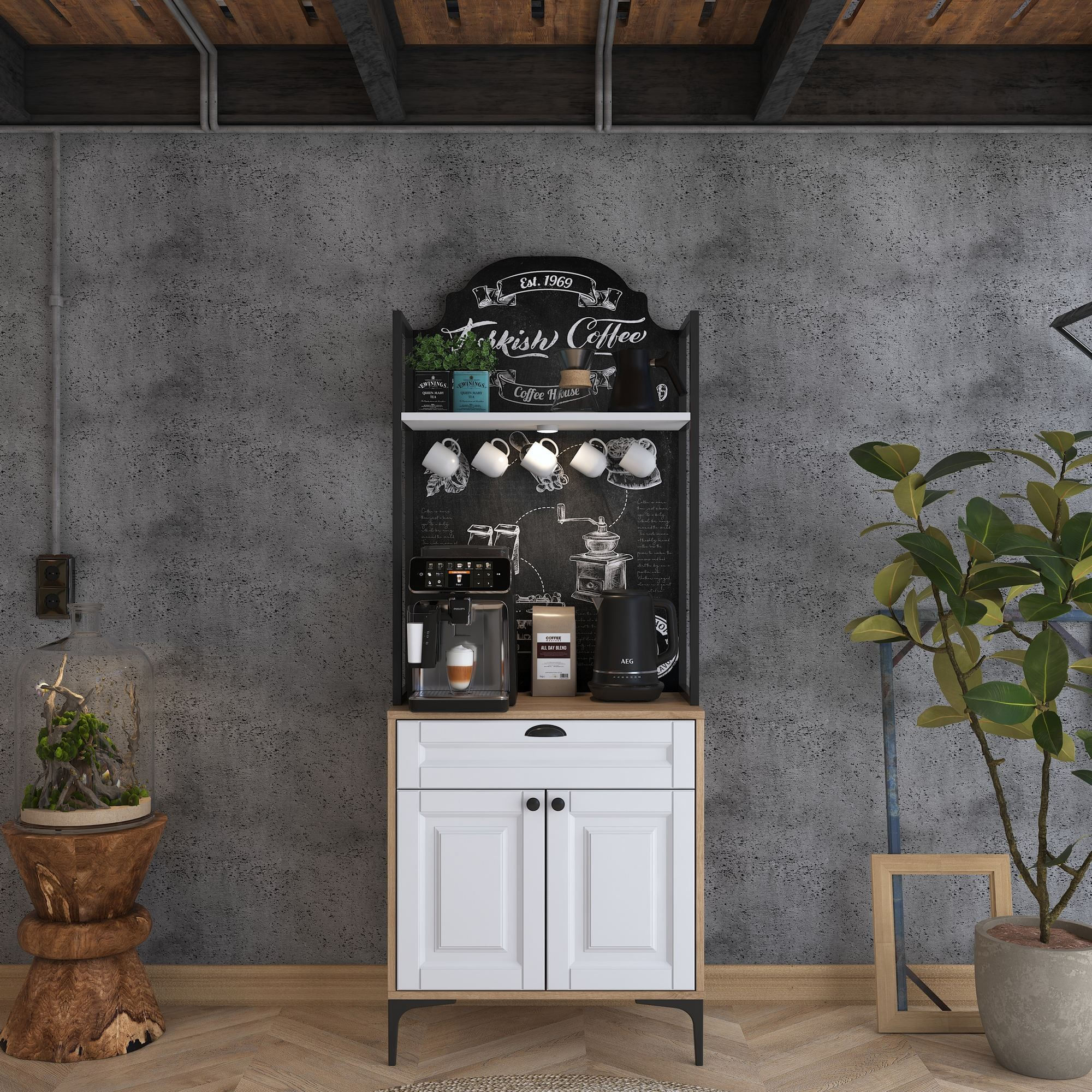 Dulap JE158, 70 x 184,6 x 40 cm, nuc alb, PAL, spatiu de depozitare, fixare pe perete — imaginea 10