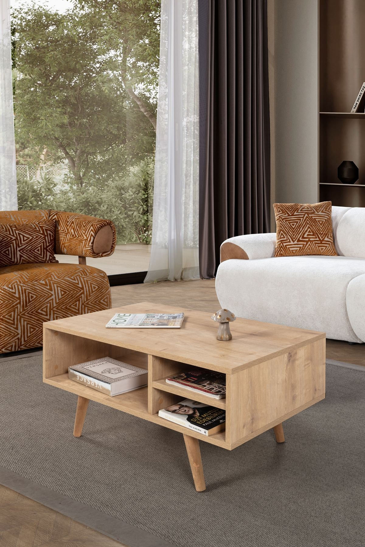 Masa de cafea Venüs 2034, 90 x 43 x 55 cm, stejar safir, PAL melaminat, design compact — imaginea 3