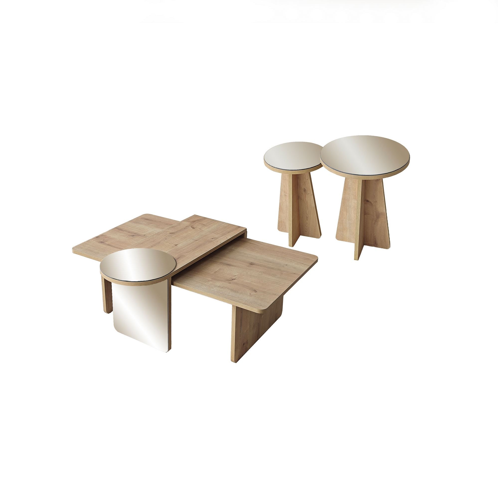 Masa de cafea Luna 4, 105 x 35 x 60 cm, bronz stejar safir, PAL melaminat, design compact, bronz / saphhire stejar — imaginea 2