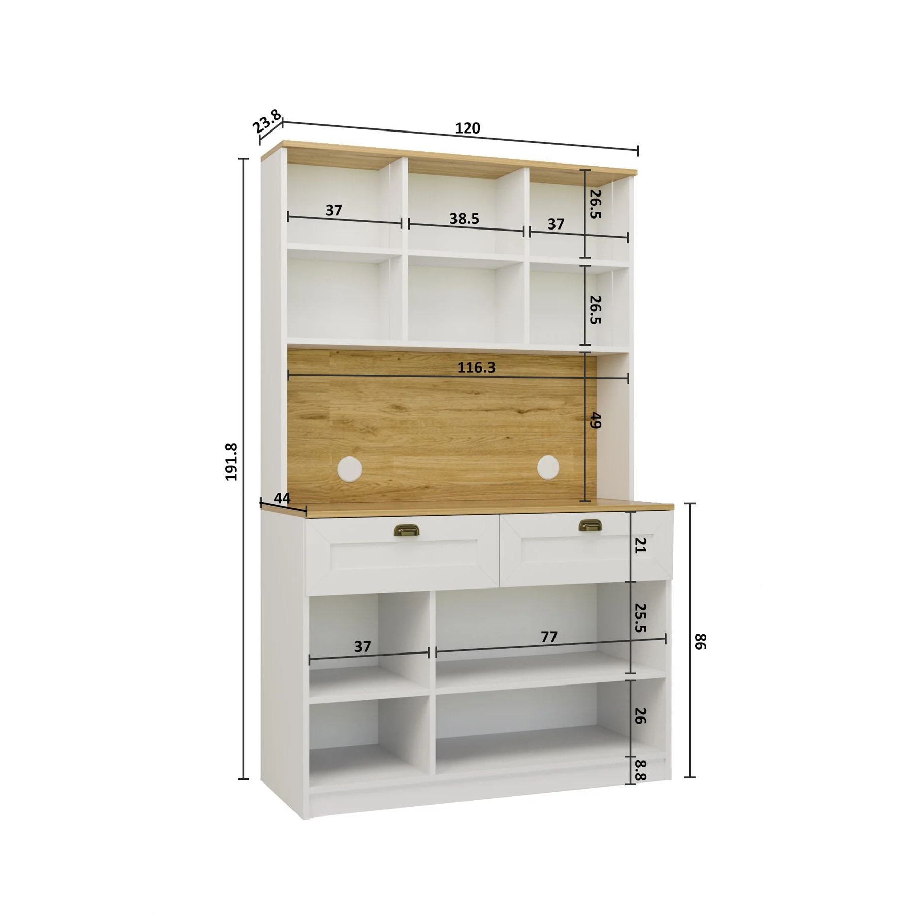 Dulap pentru cafea Vionna 1600-221, 120 x 191,8 x 44 cm, alb, PAL melaminat, spatiu de depozitare, fixare pe perete — imaginea 6