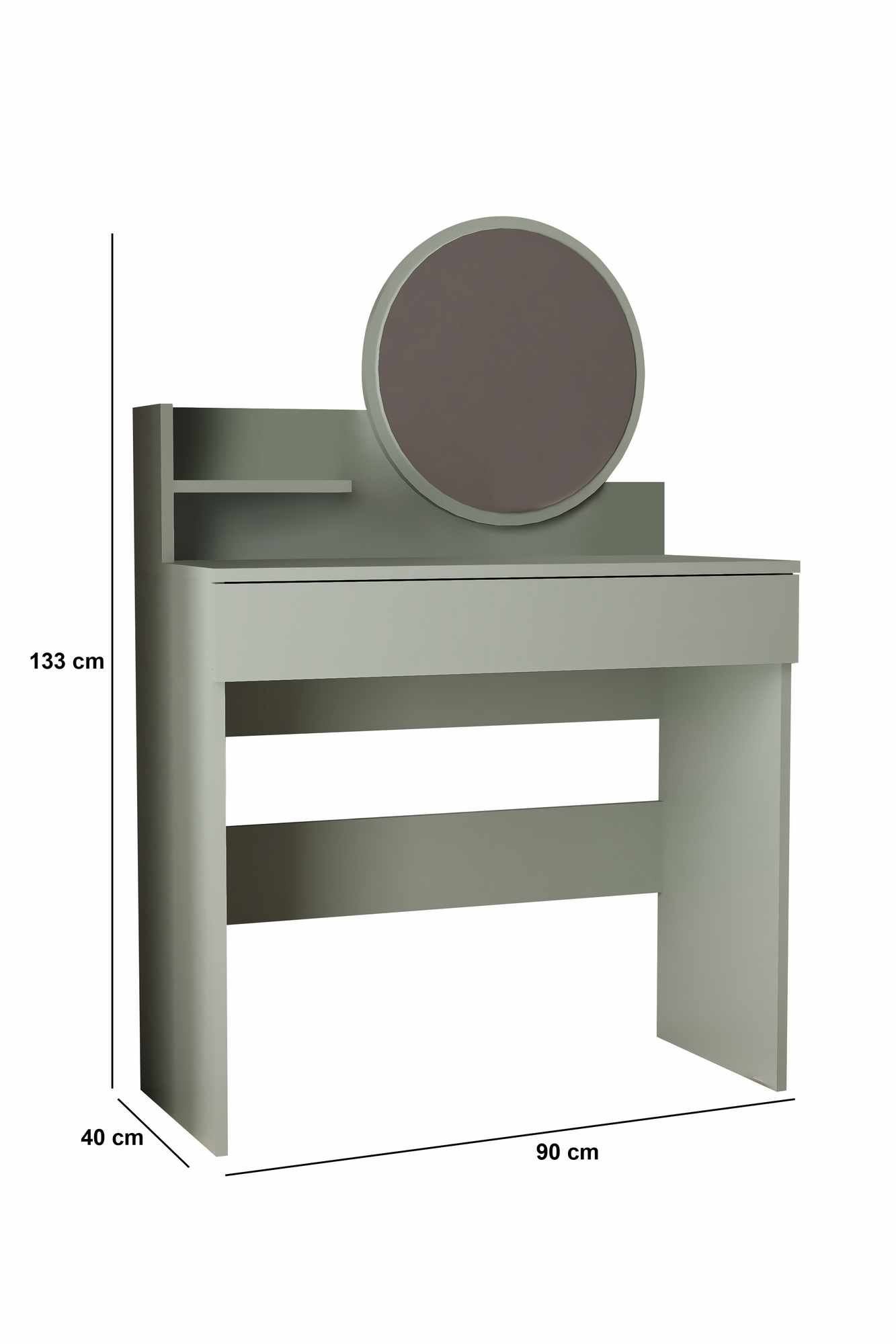 Masa de machiaj Harmony Mini rotunda, 90 x 133 x 40 cm, frasin verde, PAL melaminat, ash verde — imaginea 4