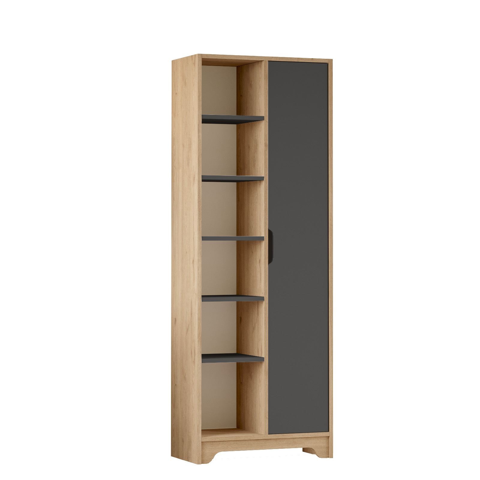 Dulap LIB2-SA, 72 x 180 x 34 cm, stejar antracit, PAL melaminat, spatiu de depozitare, fixare pe perete — imaginea 7