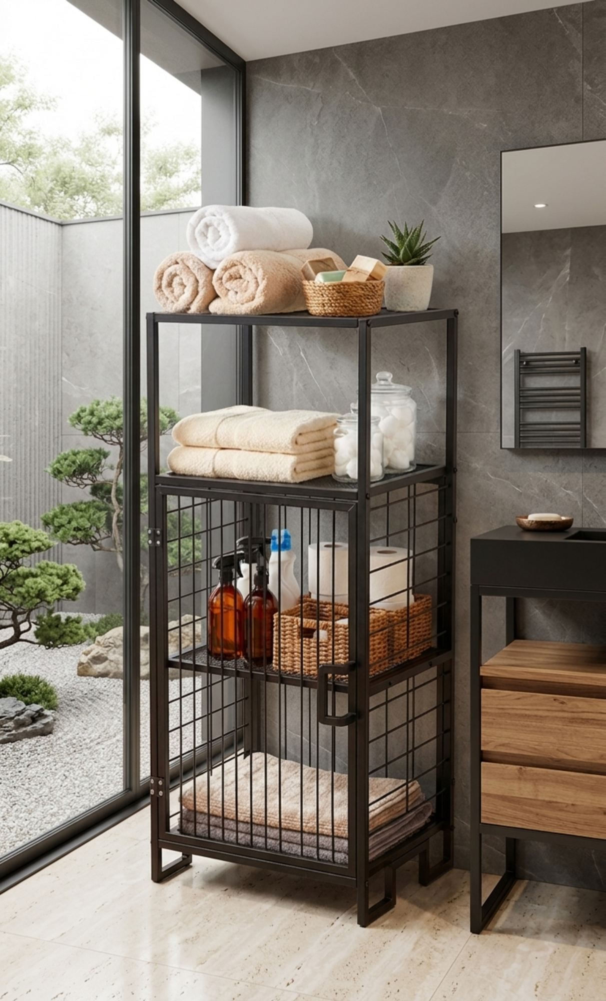 Dulap Vorn, 41,5 x 96 x 33 cm, negru, metal — imaginea 2