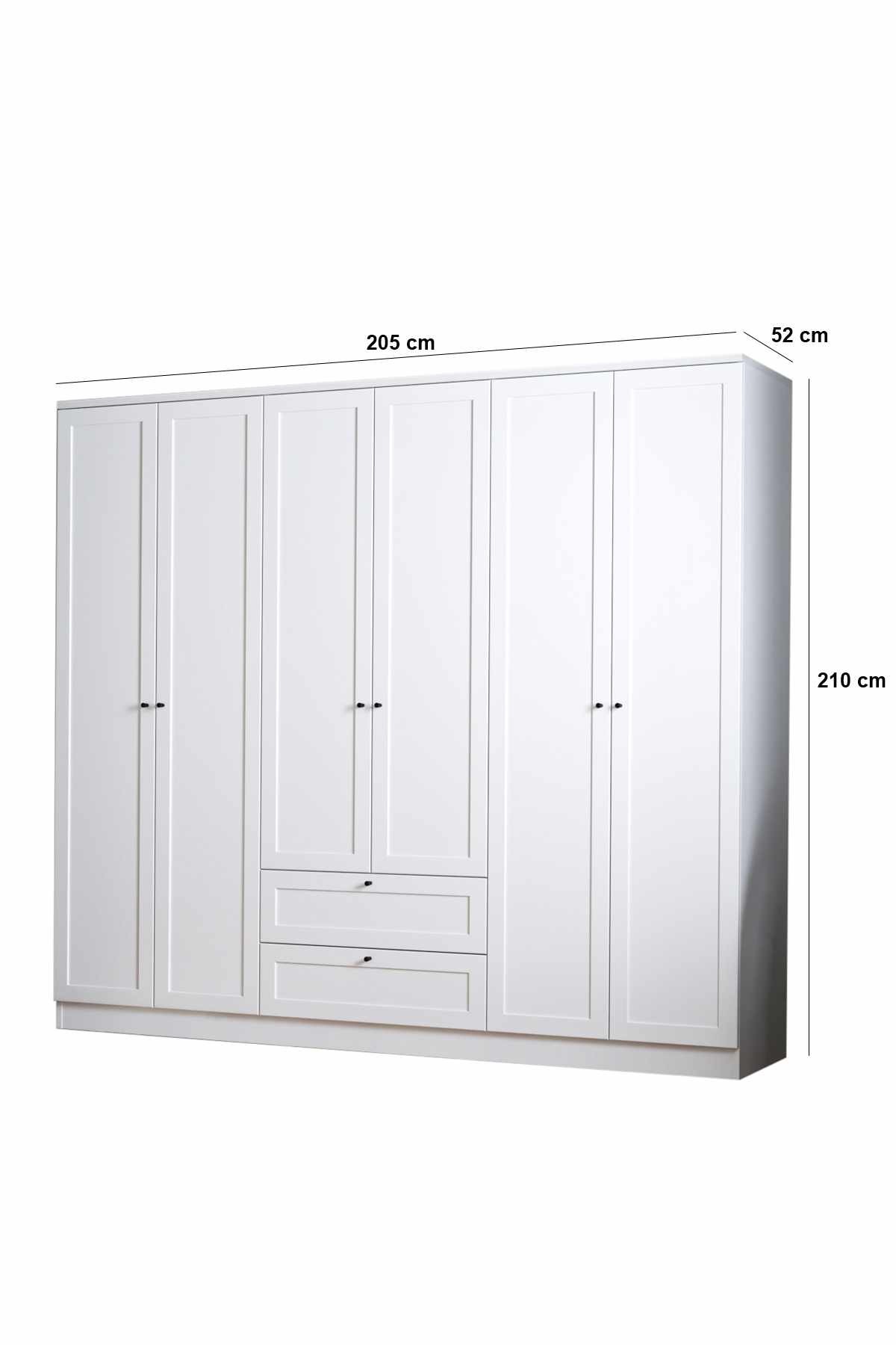 Dulap haine Terra 6 210, 205 x 210 x 52 cm, alb, PAL melaminat, organizare haine — imaginea 5