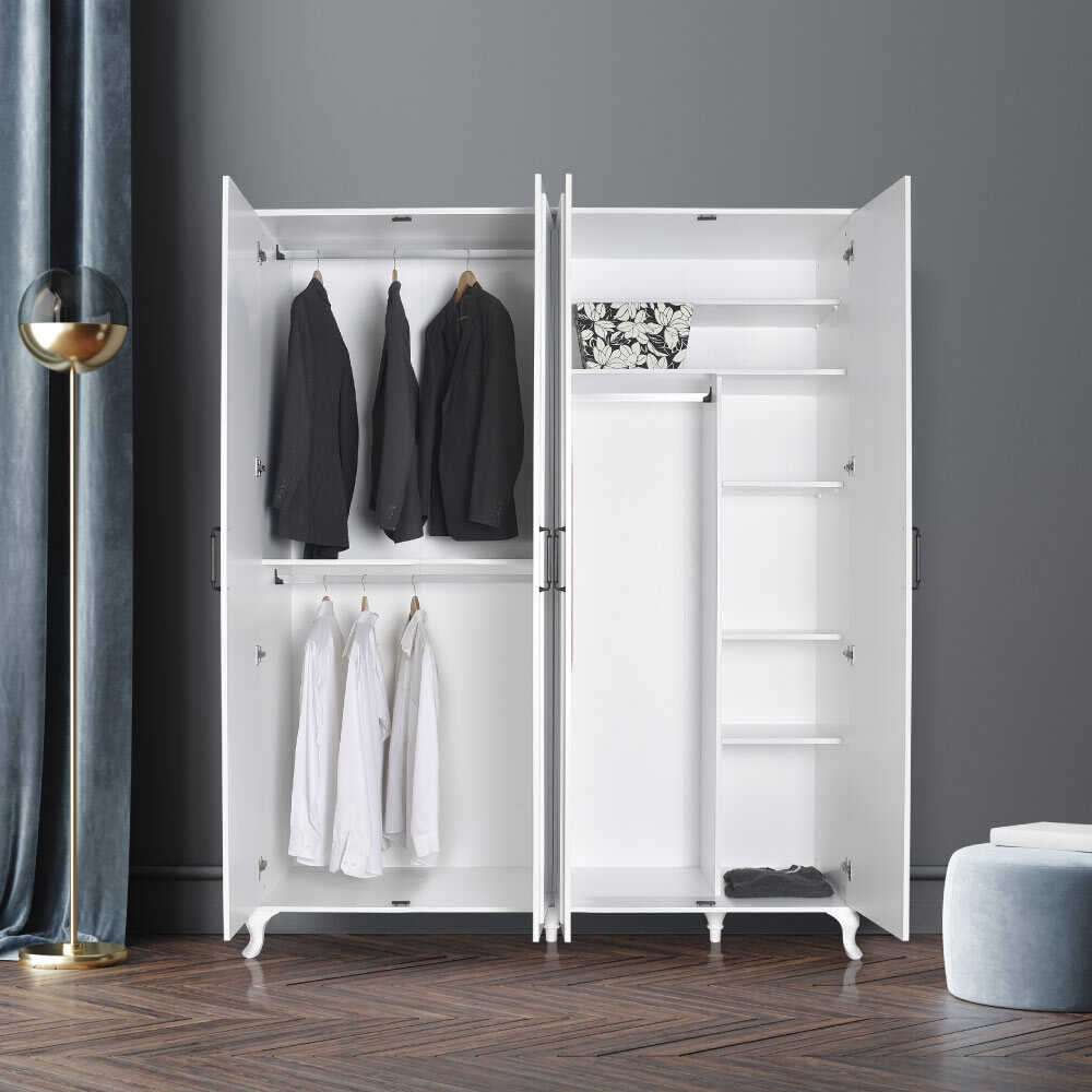 Dulap haine Grd-1040-Dd-3, 180 x 224 x 62 cm, alb, PAL melaminat, spatiu de depozitare, fixare pe perete