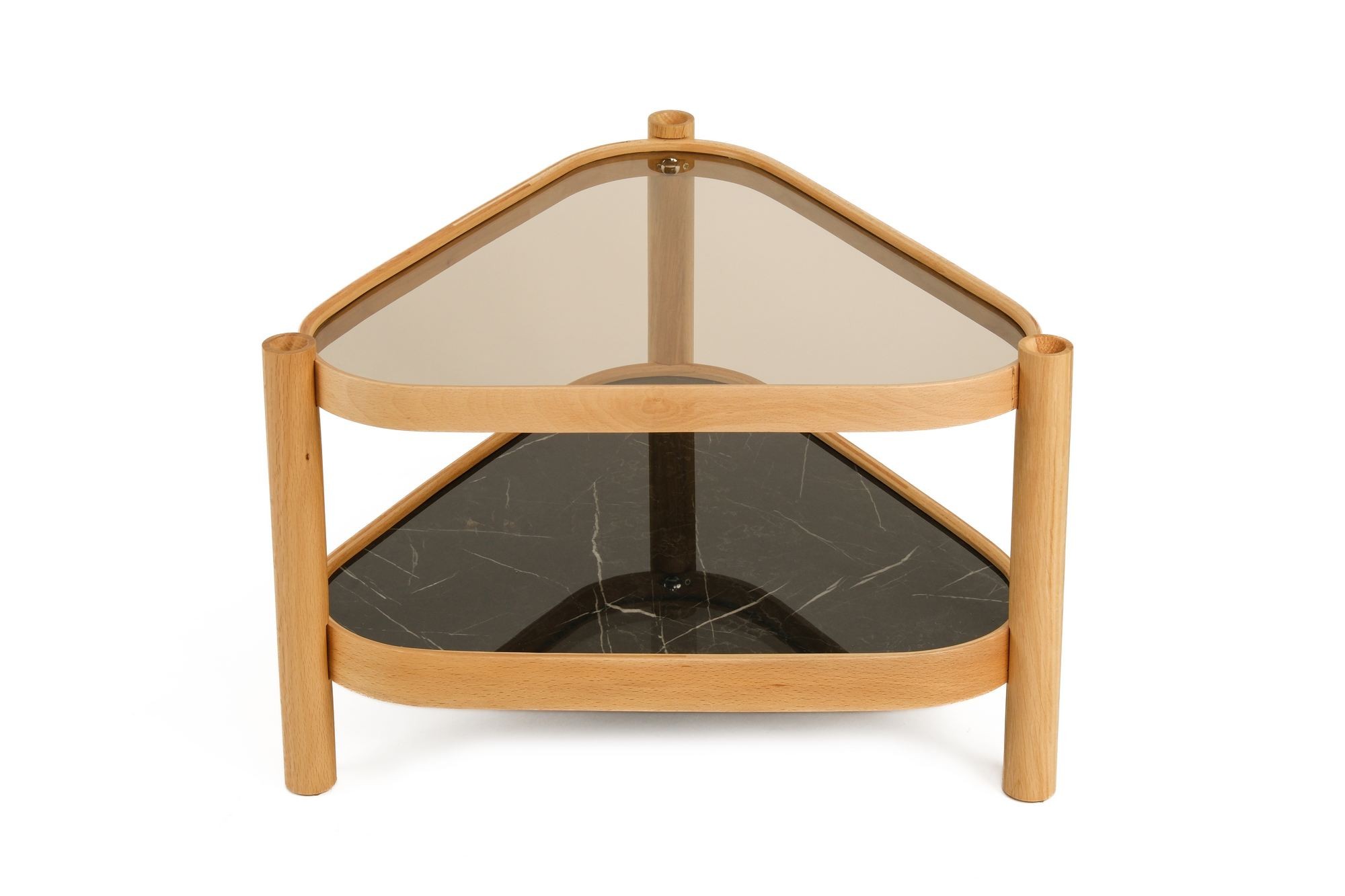 Masa de cafea Nesta 95, 95 x 48 x 95 cm, stejar negru marmura, MDF, design compact, stejar / negru marble — imaginea 3