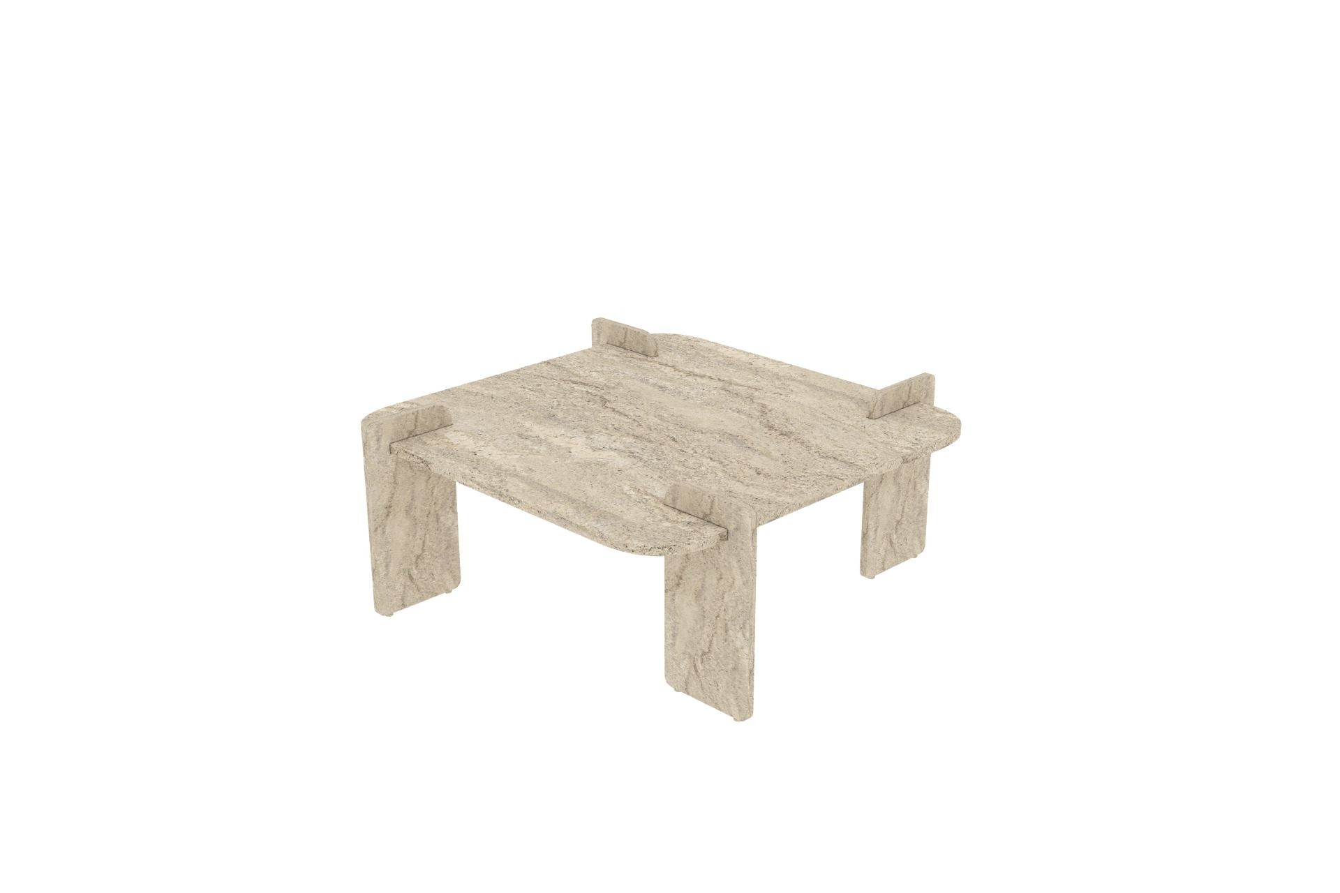 Masa de cafea Woog, 90 x 35 x 90 cm, travertin, PAL melaminat, design compact — imaginea 7