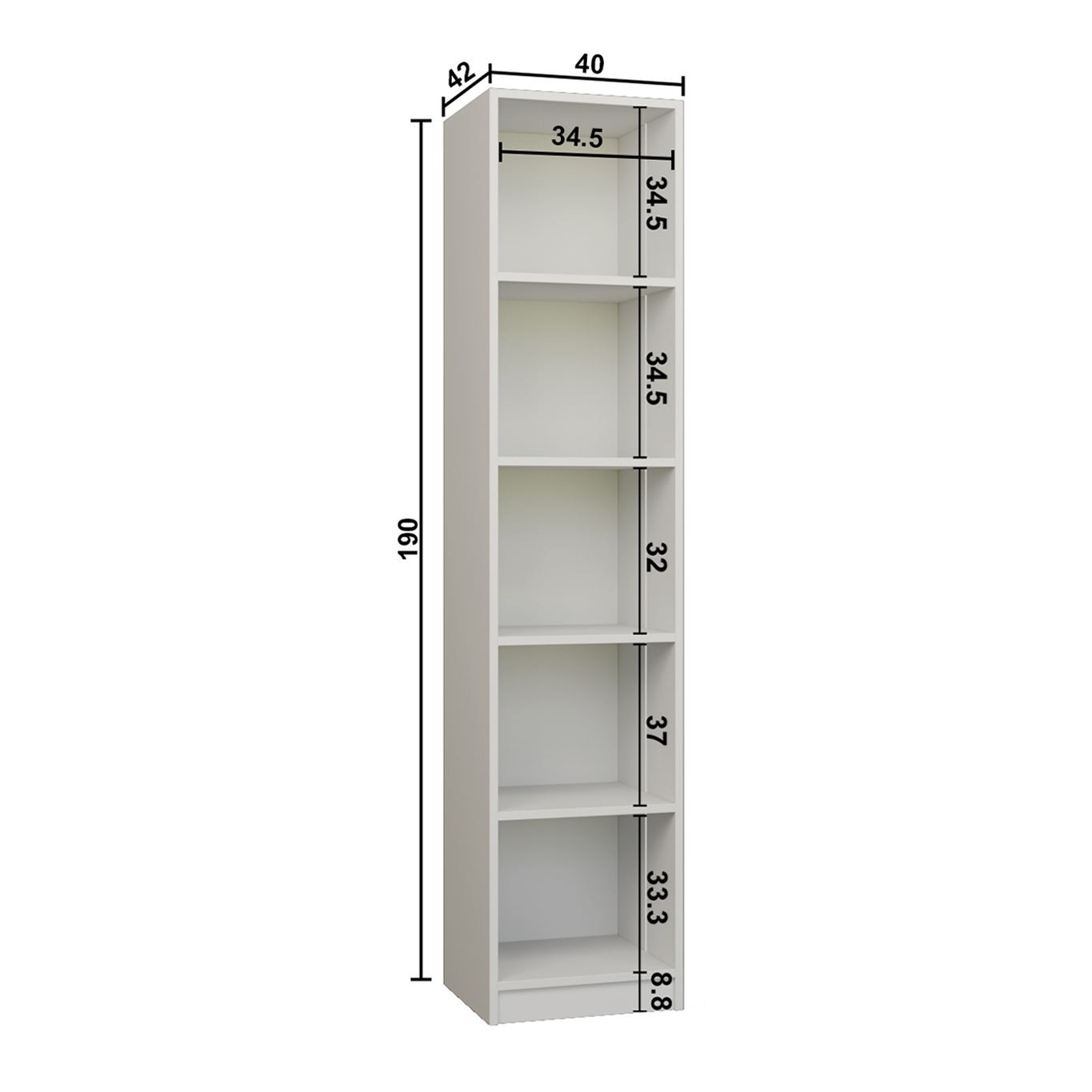 Dulap pentru cafea Nero 1600-222, 40 x 190 x 42 cm, alb, PAL melaminat, spatiu de depozitare, fixare pe perete — imaginea 5