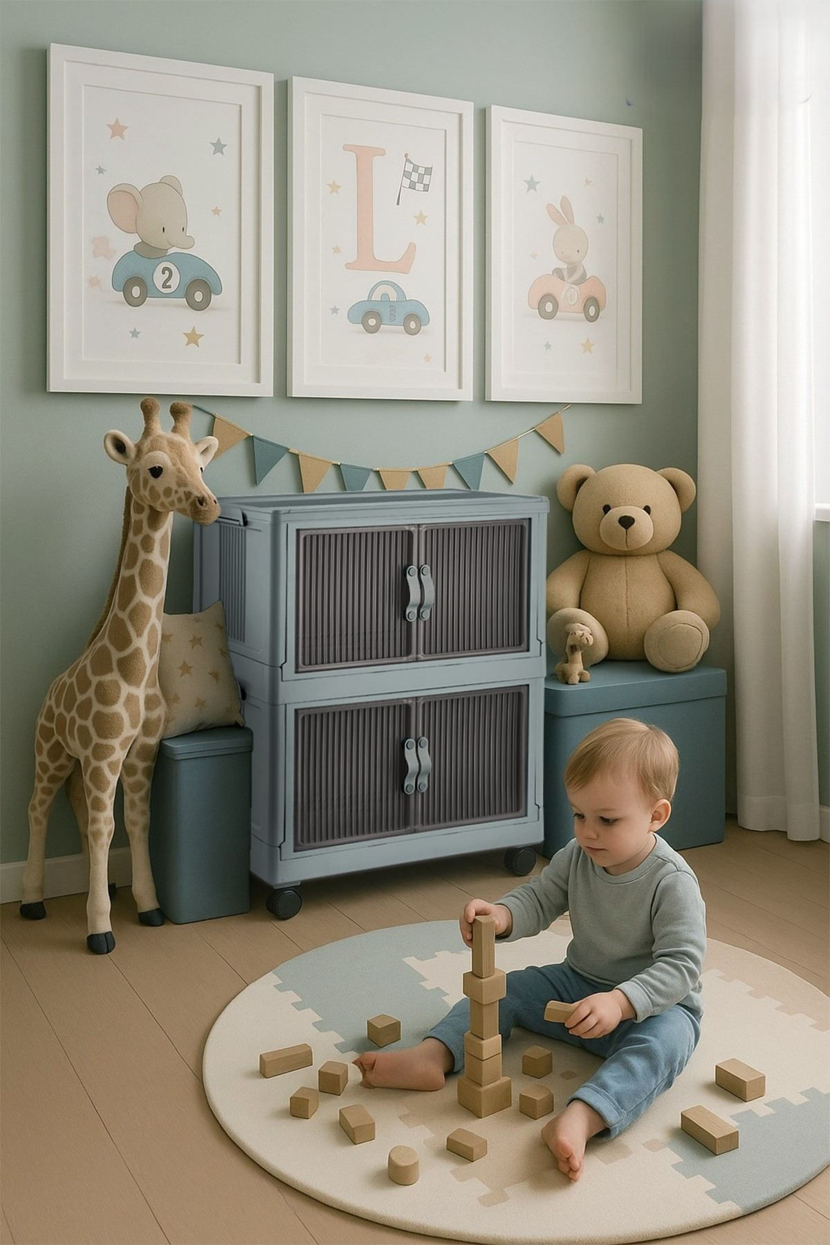 Dulap Lavine 67, 32 x 67 x 56 cm, albastru pastel, baby albastru — imaginea 2