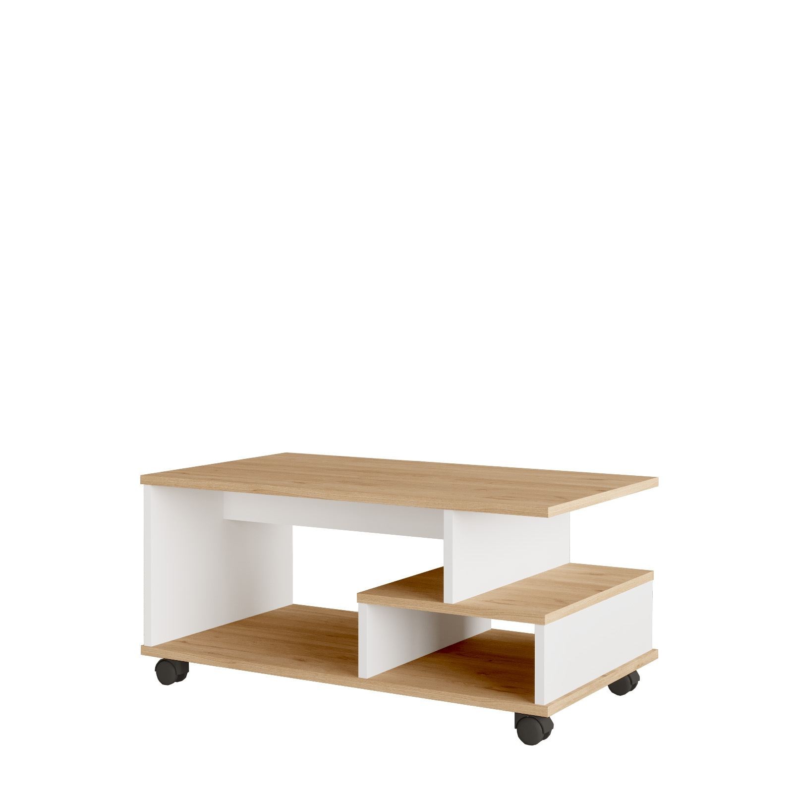 Masa de cafea MIN9-SW, 90 x 42,5 x 51 cm, stejar alb, PAL melaminat, design compact — imaginea 2