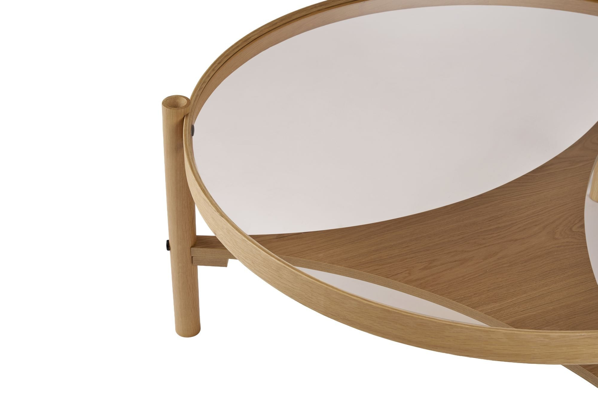 Masa de cafea Clover, 100 x 46 x 100 cm, lemn, design compact, stejar — imaginea 4