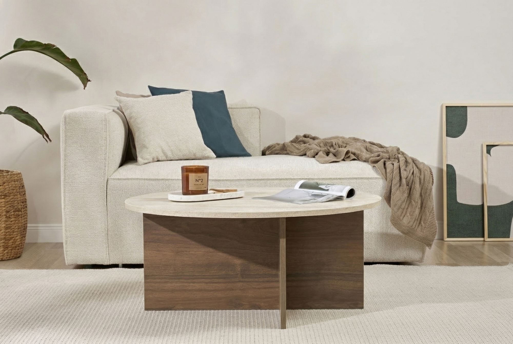 Masa de cafea Soleil, 90 x 40 x 90 cm, PAL melaminat, capacitate 20 kg, travertin / venezia nuc — imaginea 2