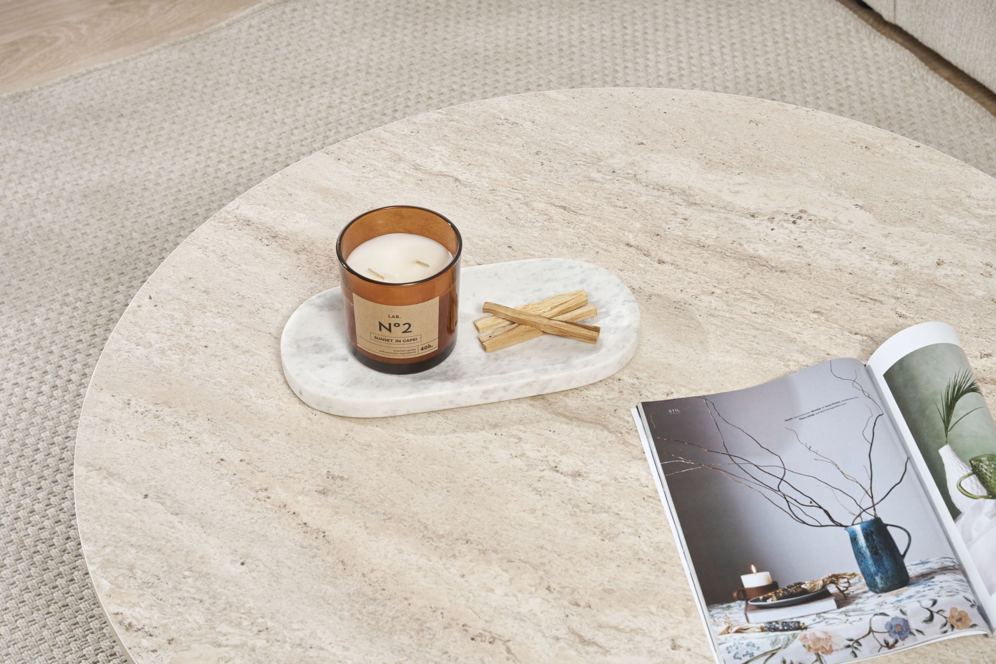 Masa de cafea Soleil, 90 x 40 x 90 cm, PAL melaminat, capacitate 20 kg, travertin / venezia nuc — imaginea 7