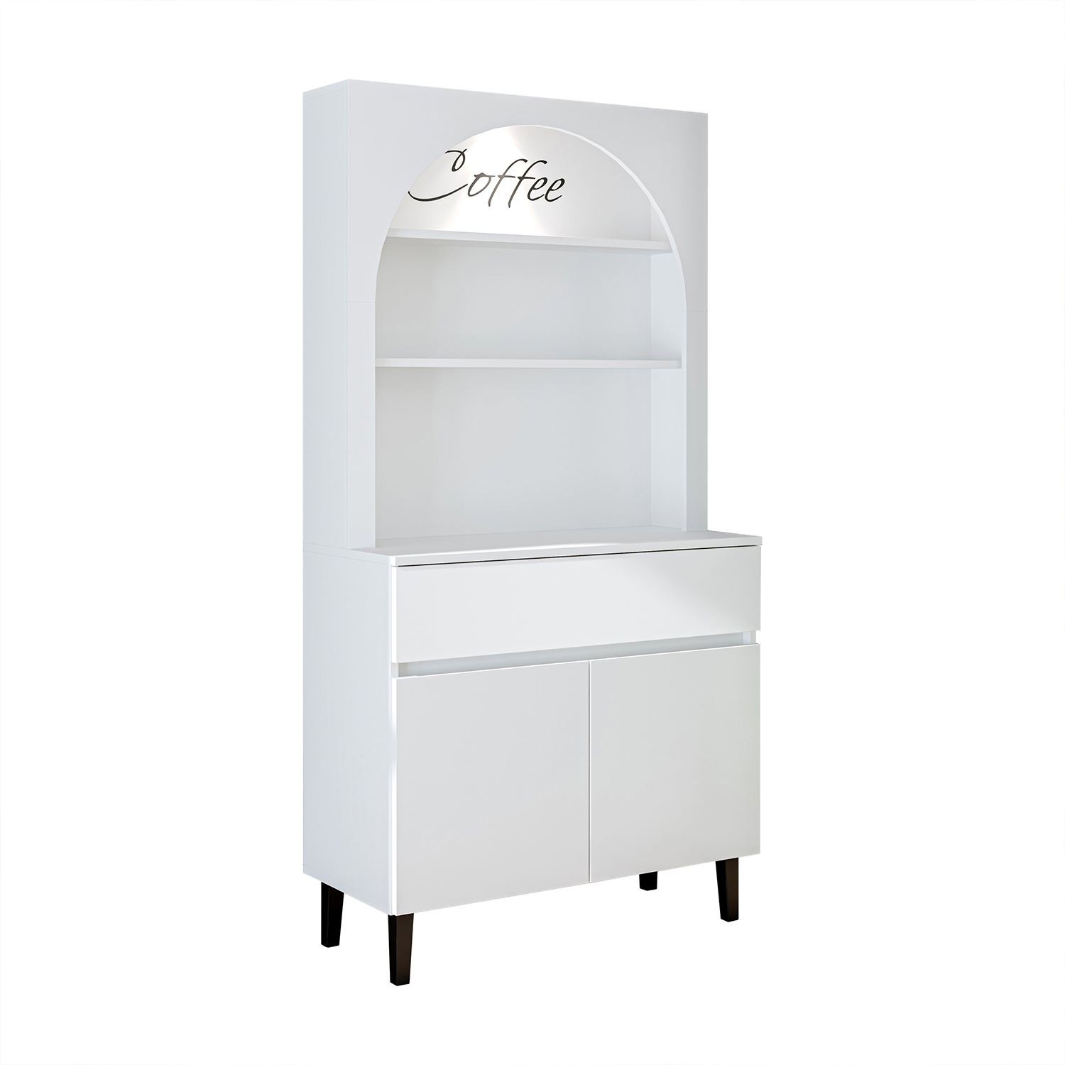 Dulap pentru cafea 2802, 90 x 179 x 42 cm, alb, PAL melaminat, spatiu de depozitare, fixare pe perete — imaginea 2