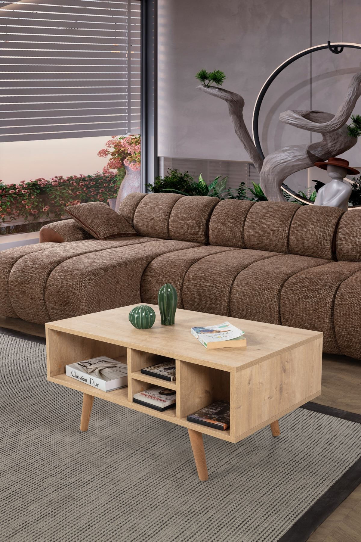 Masa de cafea Sina 2022, 90 x 43 x 55 cm, stejar safir, PAL melaminat, design compact — imaginea 2