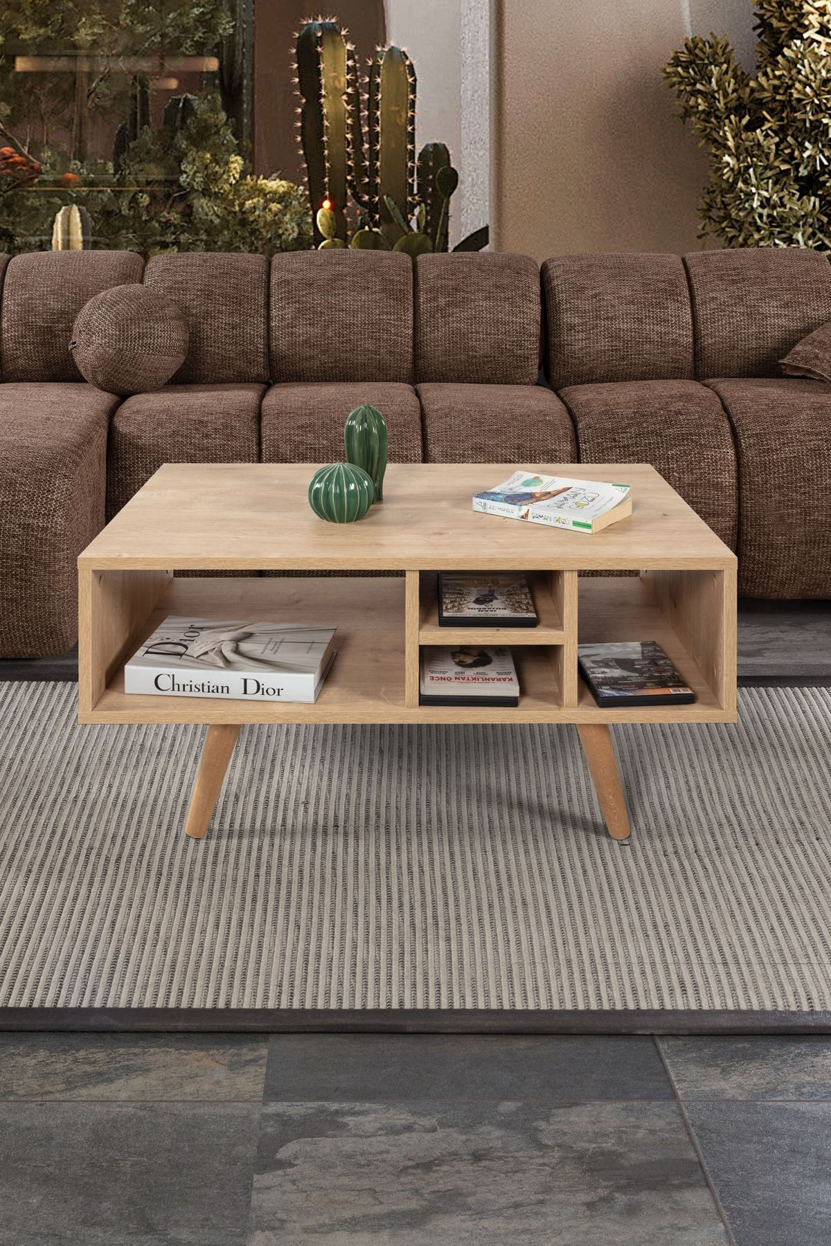 Masa de cafea Sina 2022, 90 x 43 x 55 cm, stejar safir, PAL melaminat, design compact — imaginea 3