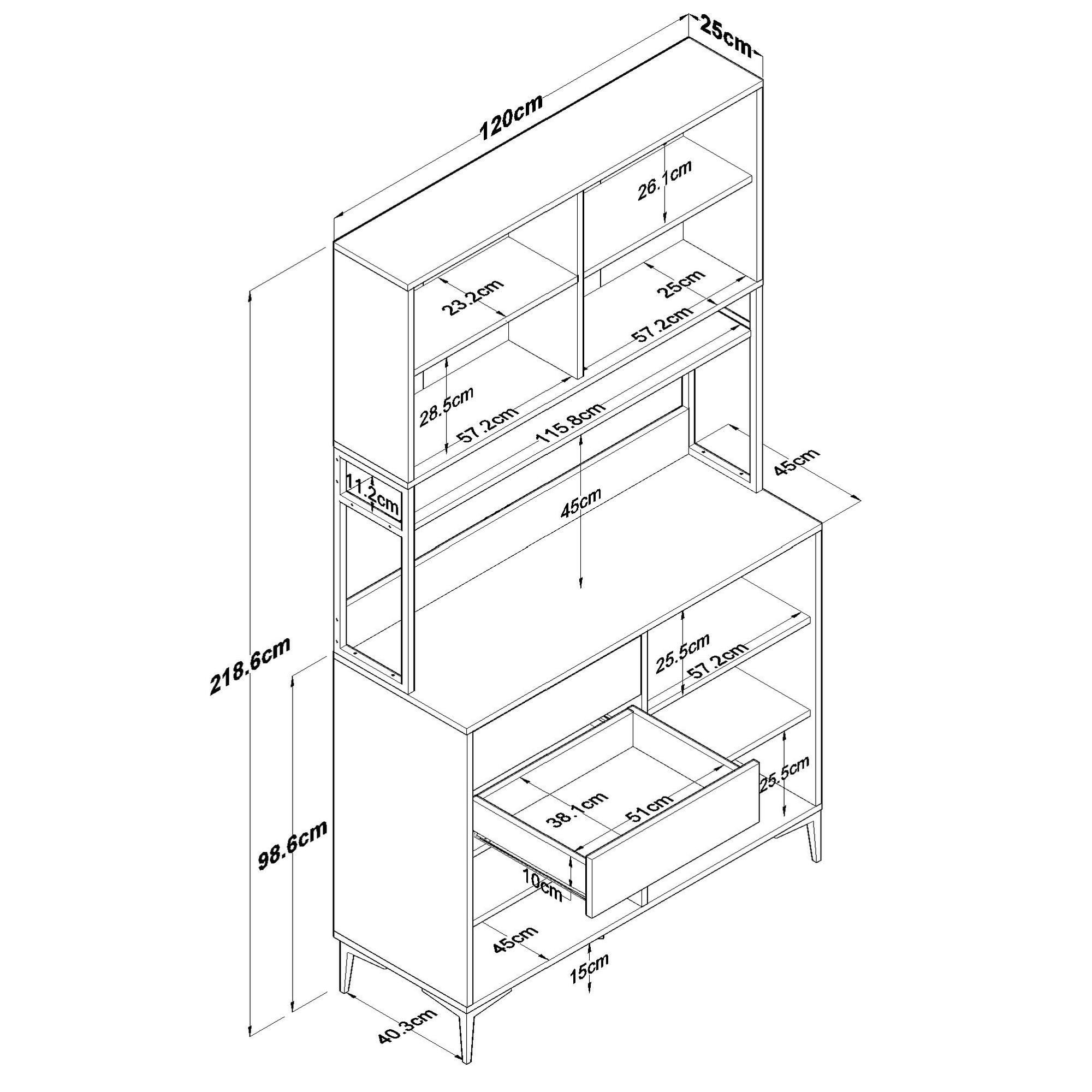 Dulap JE213, 120 x 218,6 x 45 cm, alb nuc, PAL, spatiu de depozitare, fixare pe perete — imaginea 2