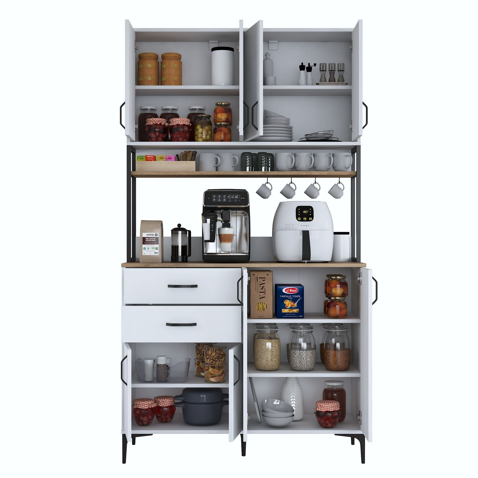Dulap JE213, 120 x 218,6 x 45 cm, alb nuc, PAL, spatiu de depozitare, fixare pe perete — imaginea 7