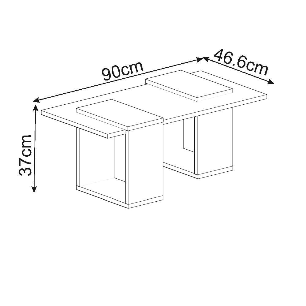Masa de cafea Matris, 90 x 37 x 46, 6 cm, gordion marmura gri, PAL melaminat, design compact, gordion marble / gri — imaginea 2