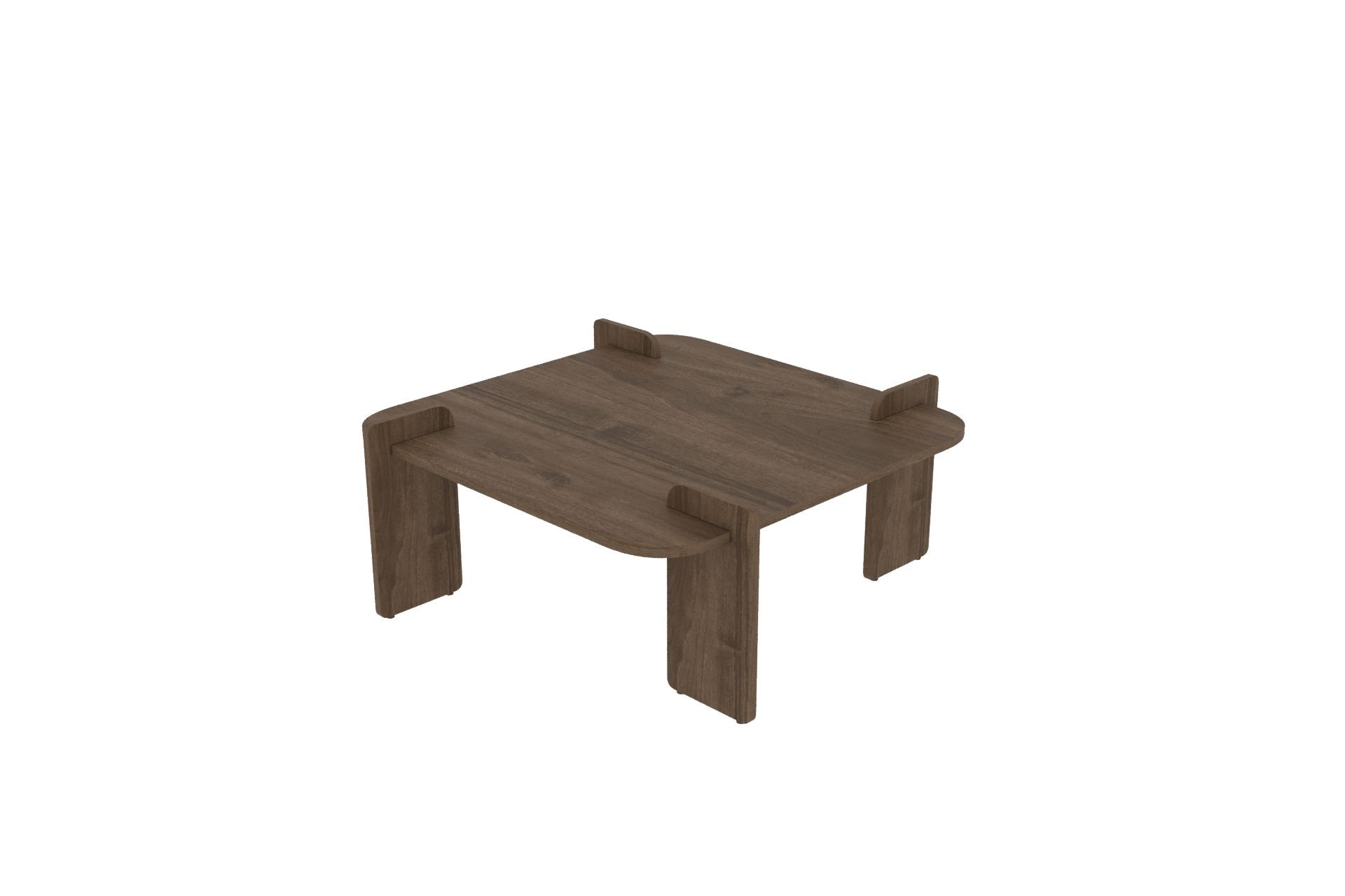 Masa de cafea lemn, 90 x 35 x 90 cm, nuc, PAL melaminat, design compact — imaginea 2