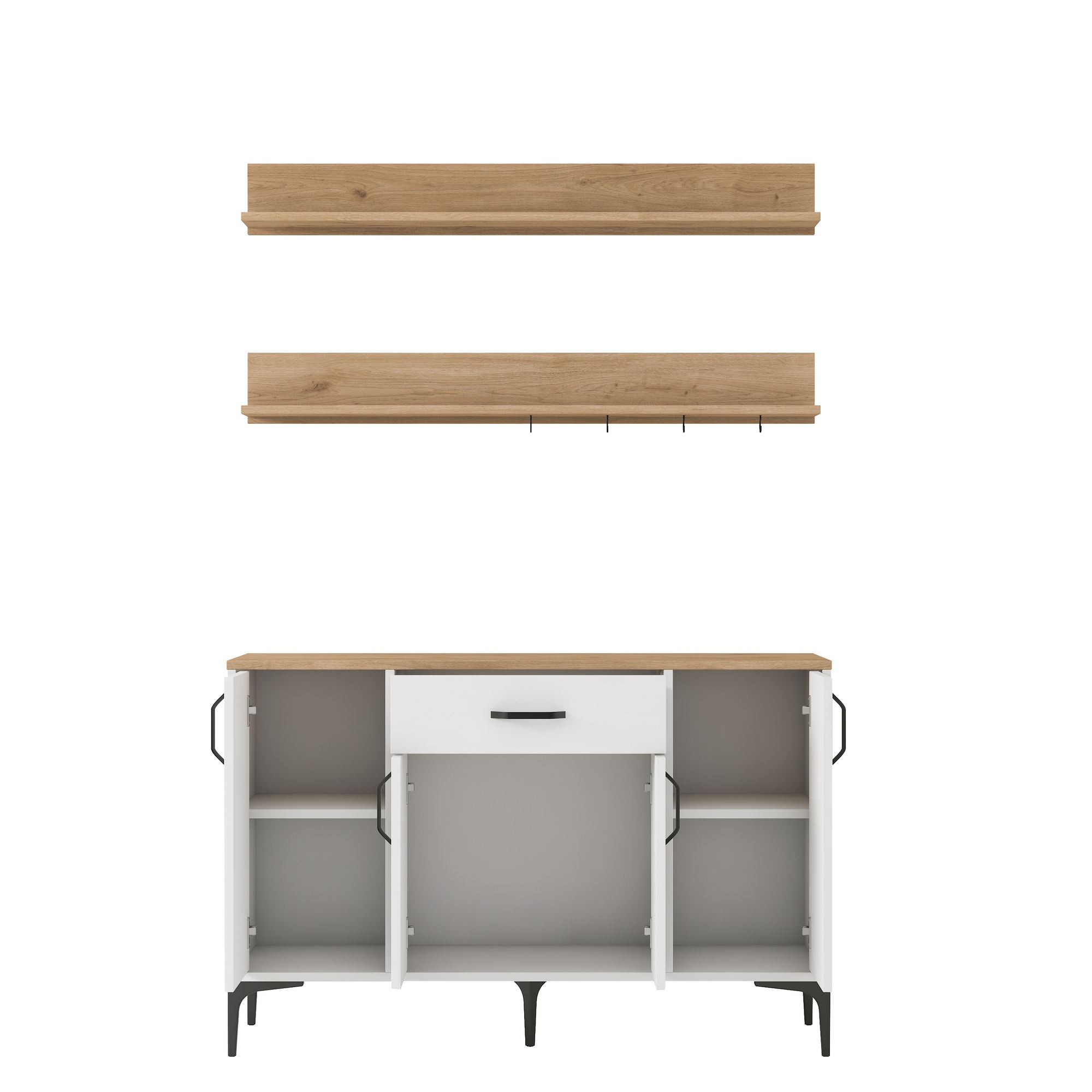 Dulap JE233, 120 x 78,6 x 40 cm, alb nuc, PAL, spatiu de depozitare, fixare pe perete — imaginea 4
