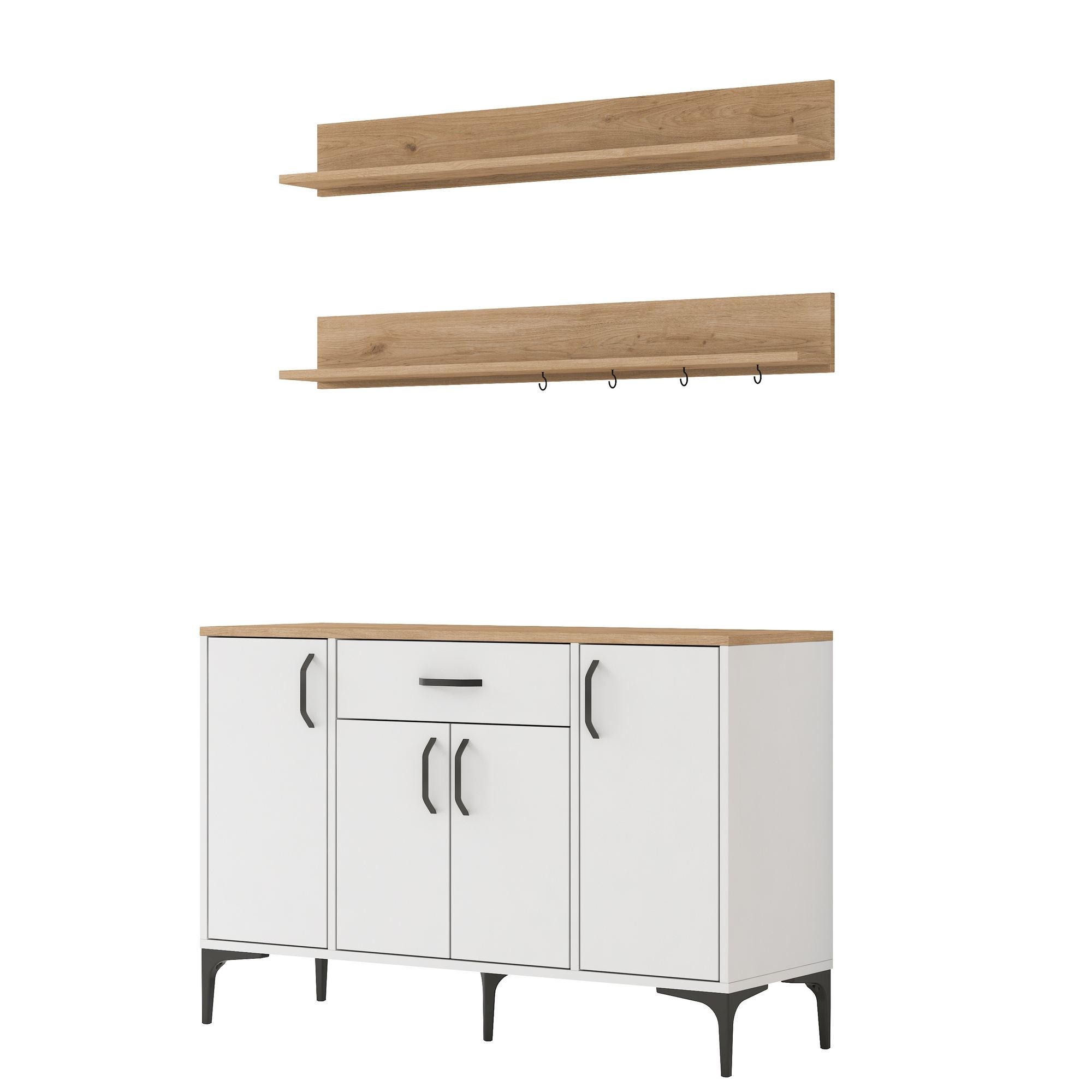 Dulap JE233, 120 x 78,6 x 40 cm, alb nuc, PAL, spatiu de depozitare, fixare pe perete — imaginea 9