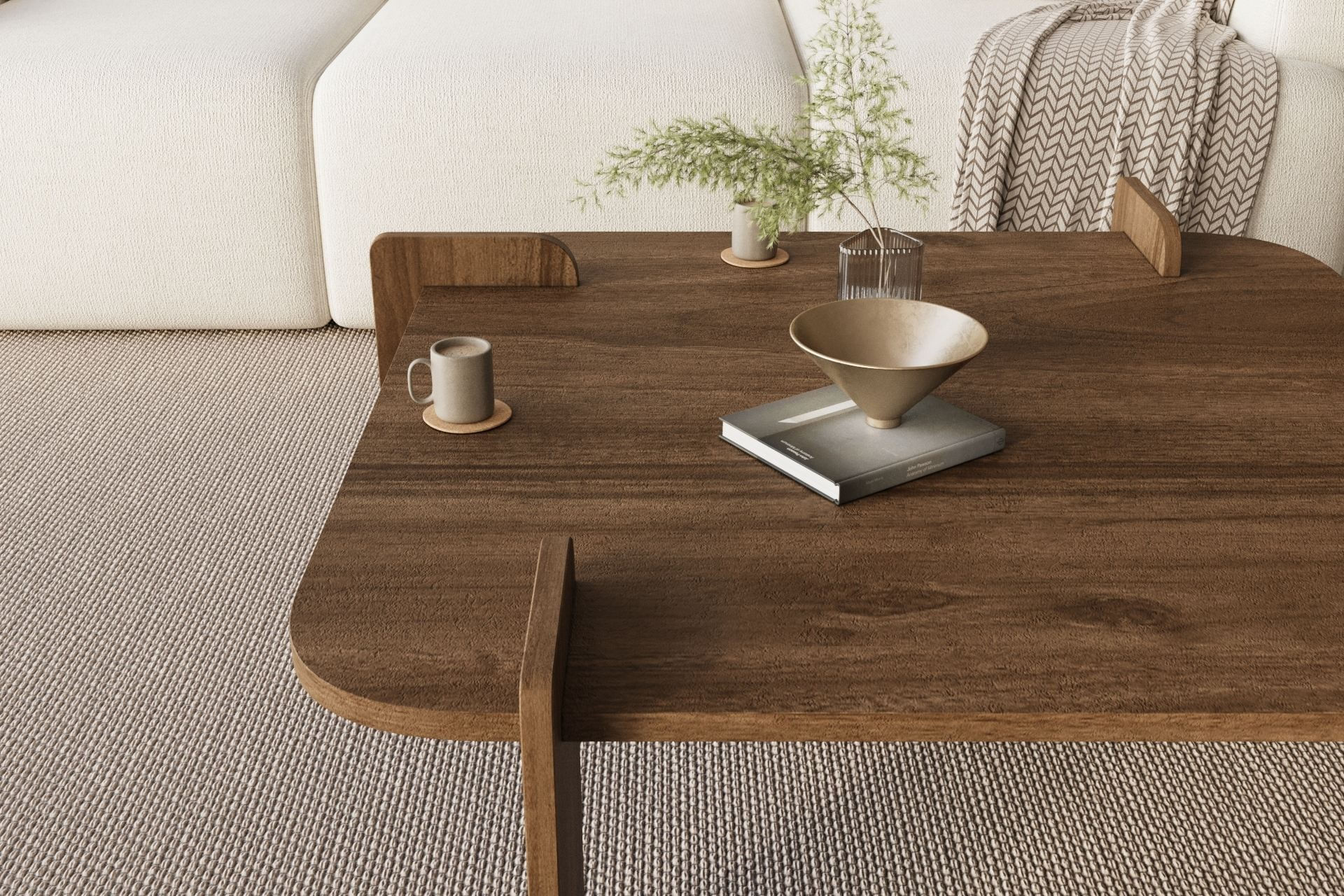 Masa de cafea lemn, 90 x 35 x 90 cm, nuc, PAL melaminat, design compact — imaginea 5